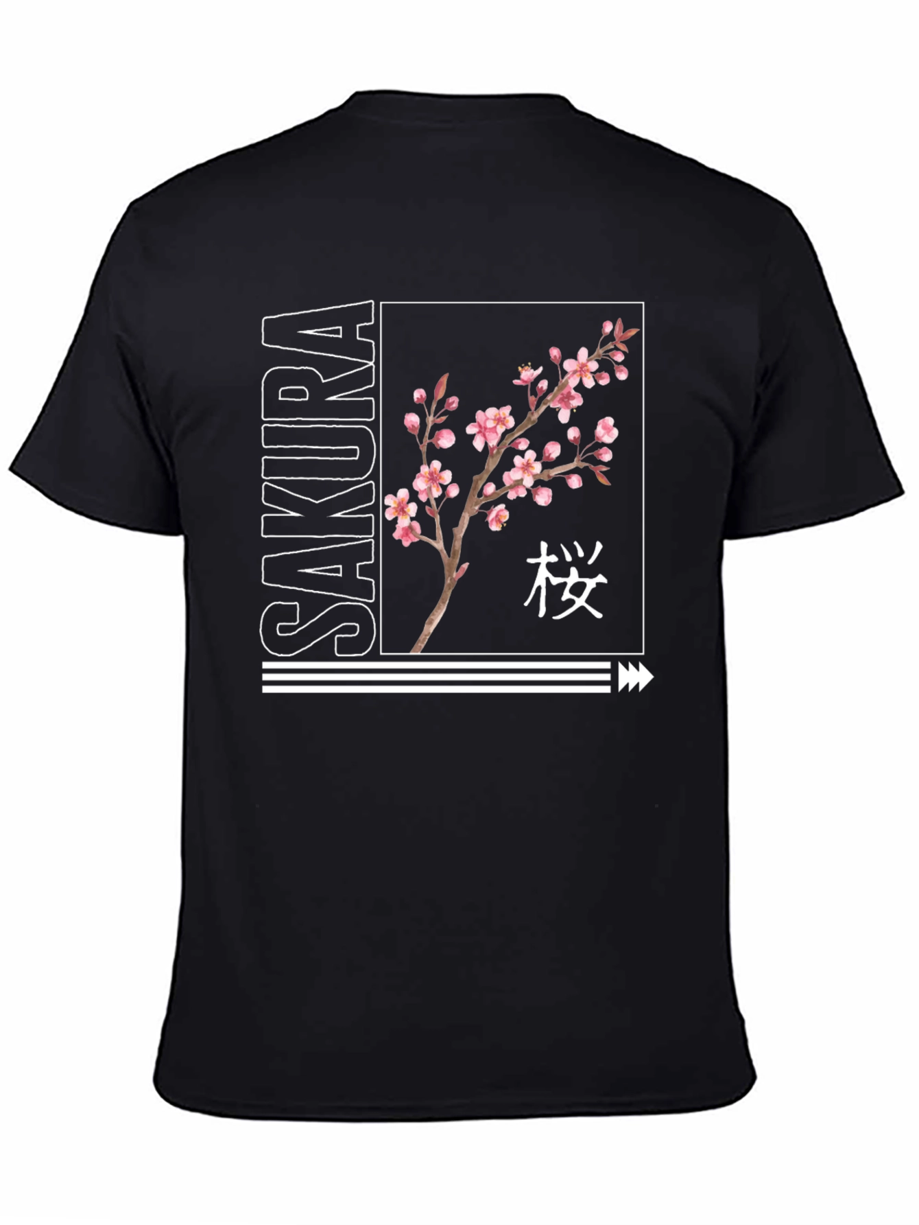 Sakura Blossom Black Graphic T-Shirt