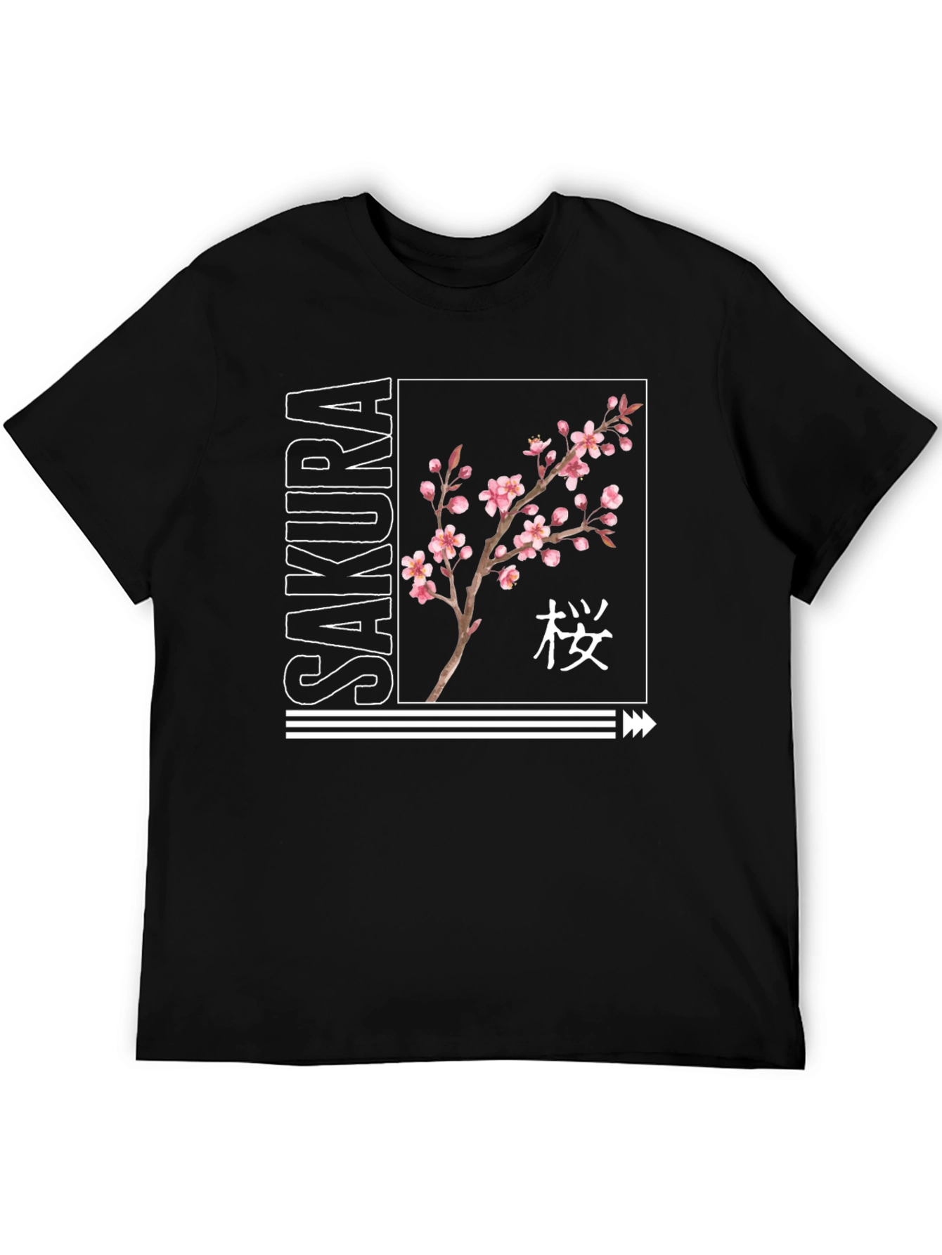 Sakura Blossom Black Graphic T-Shirt