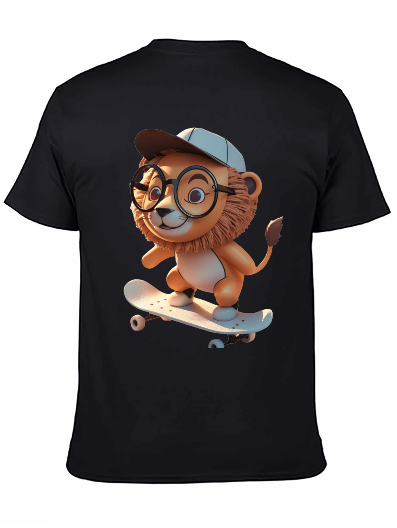 Lion Skateboard Graphic Tee - Cool Cartoon Style