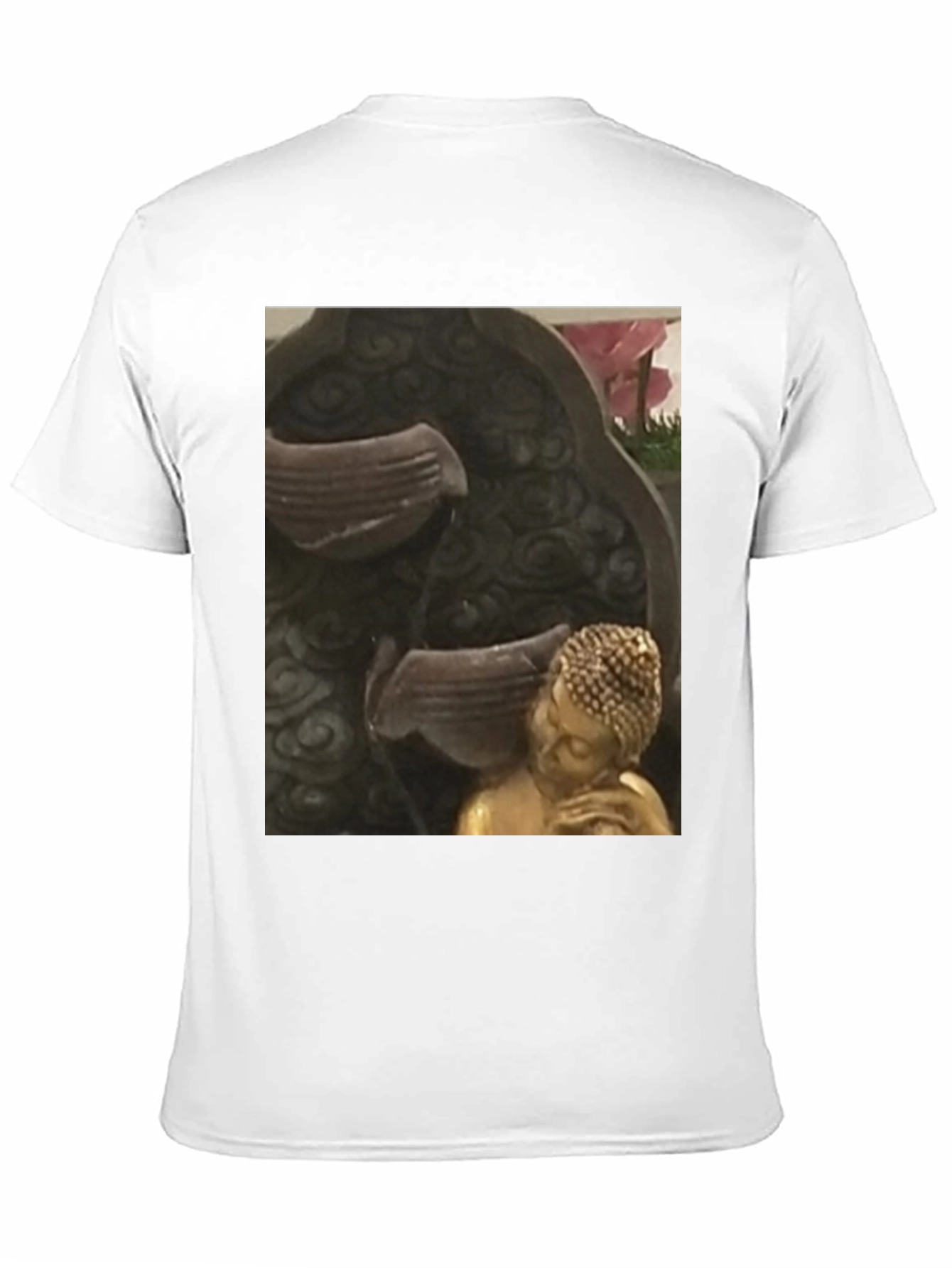 Buddha Fountain Black Tee - Zen Garden Style