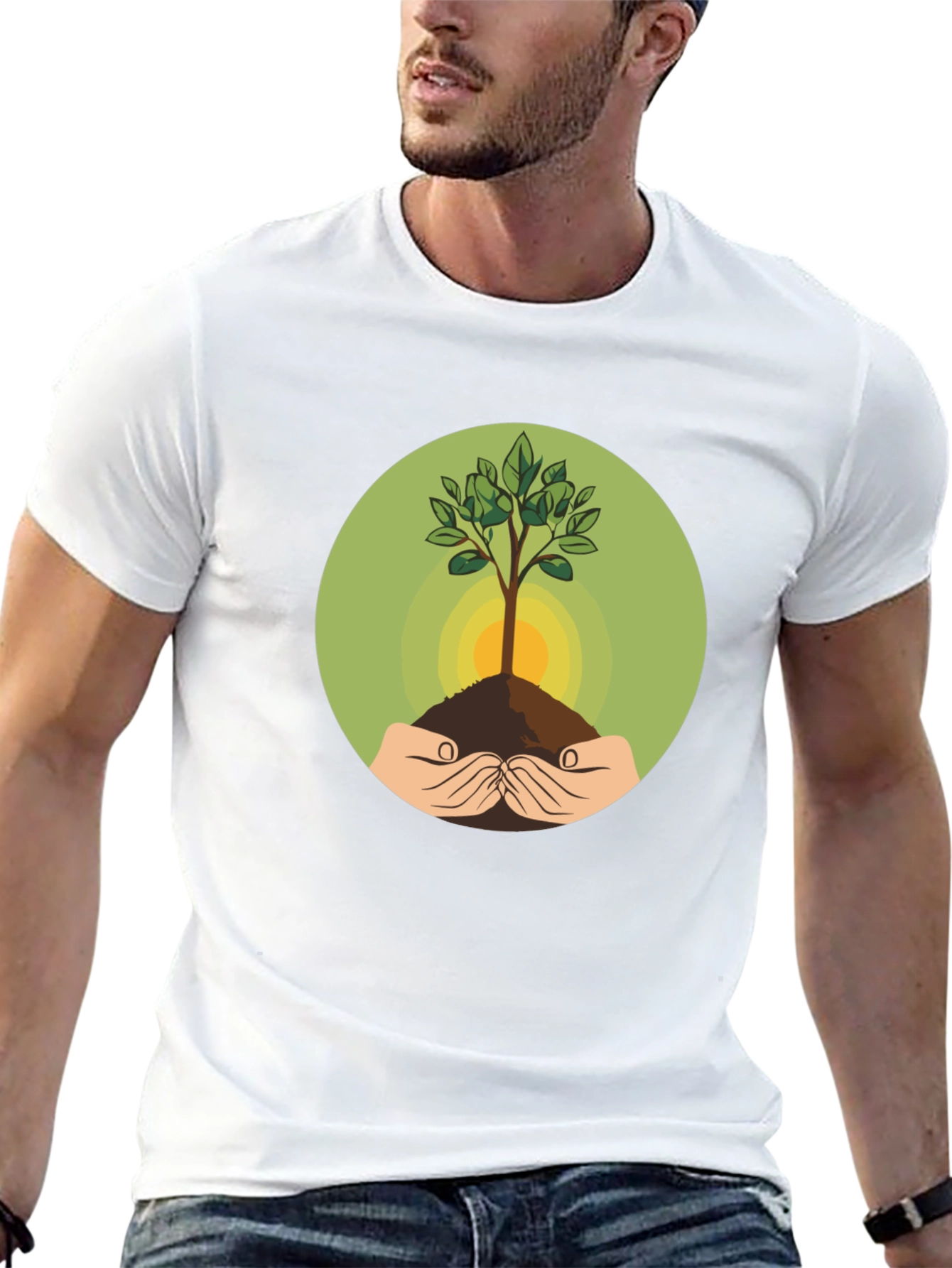 Eco-Friendly Tree Graphic Black T-Shirt