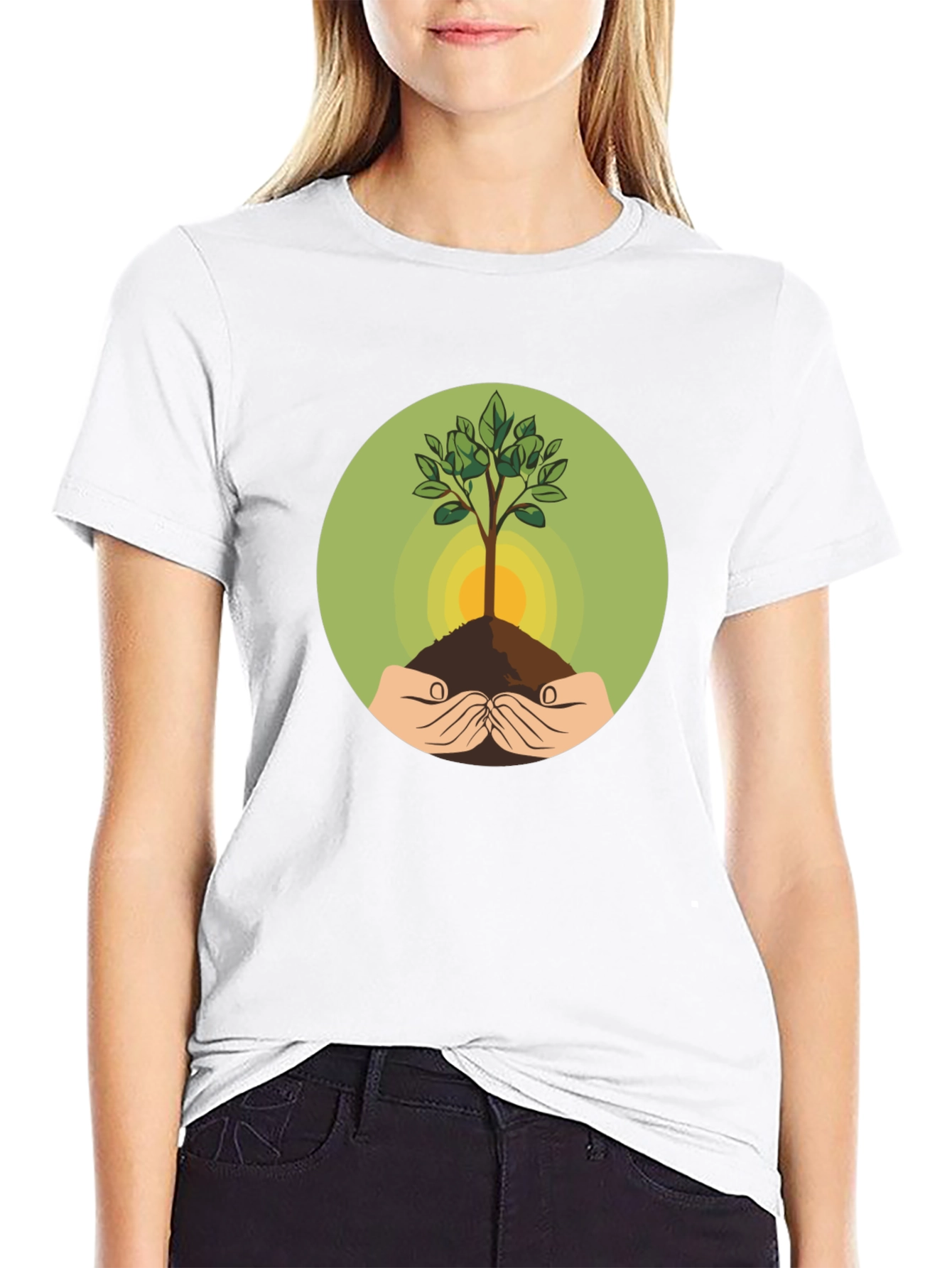 Eco-Friendly Tree Graphic Black T-Shirt