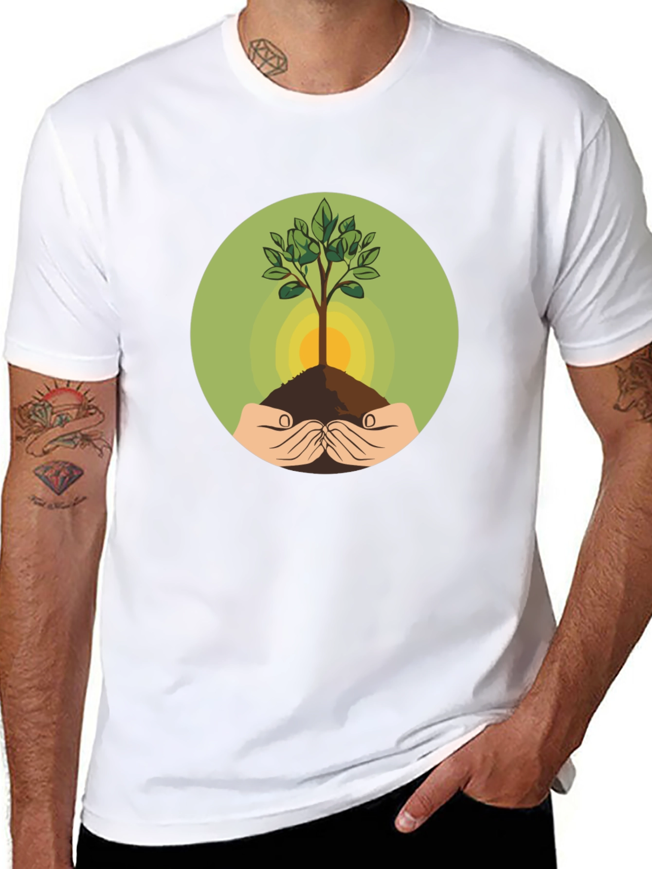 Eco-Friendly Tree Graphic Black T-Shirt