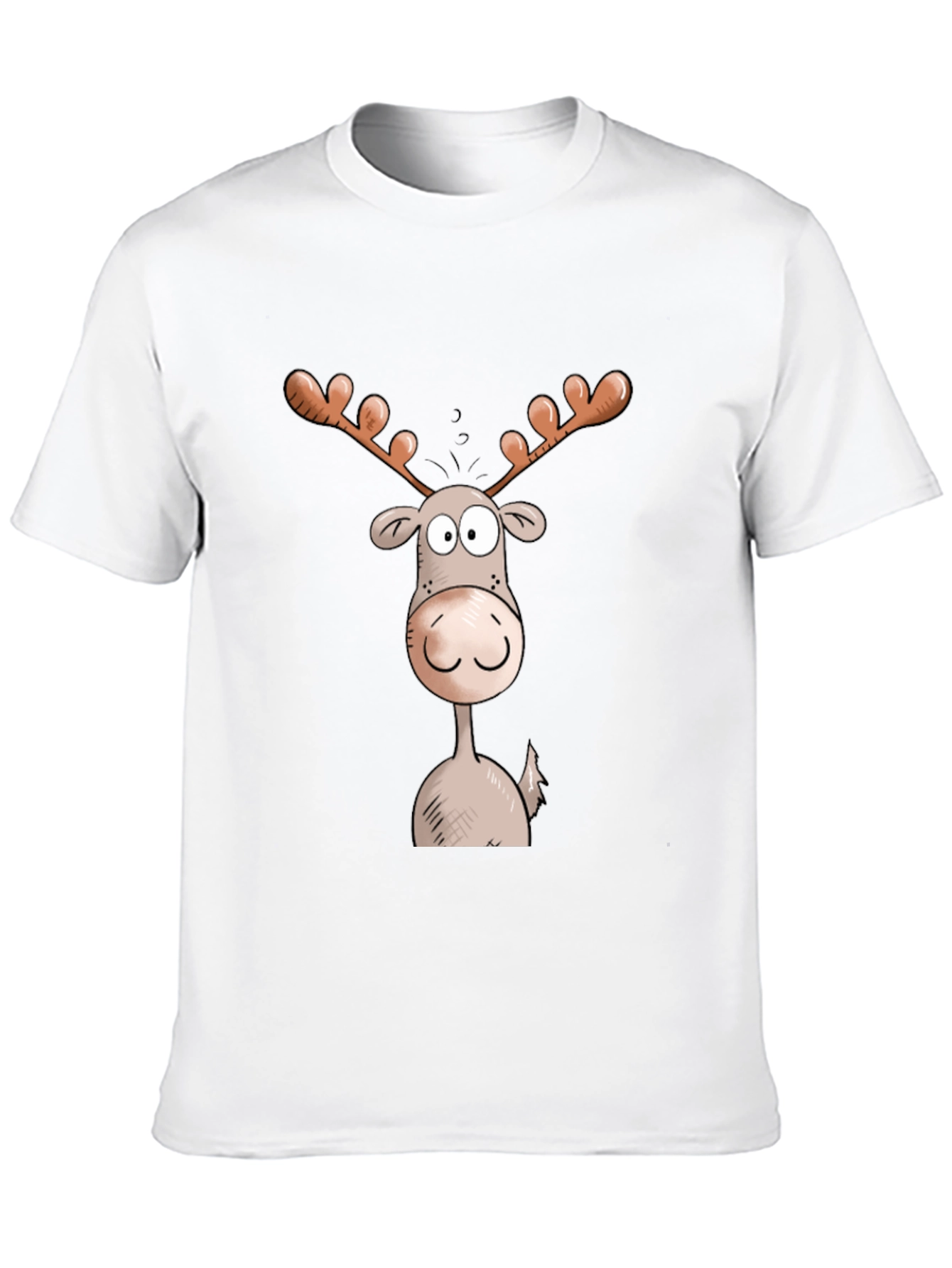 Moose Cartoon Graphic Tee - Black Cotton Blend
