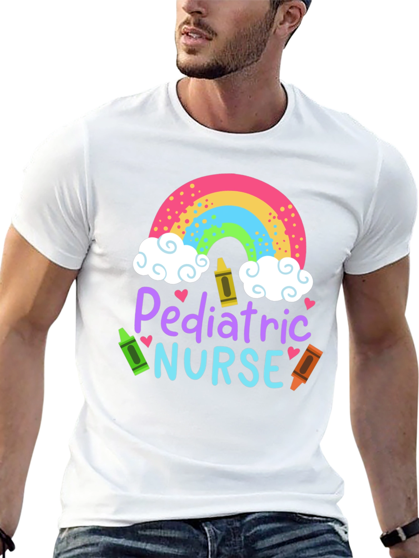 Pediatric Nurse Rainbow Crayon T-Shirt