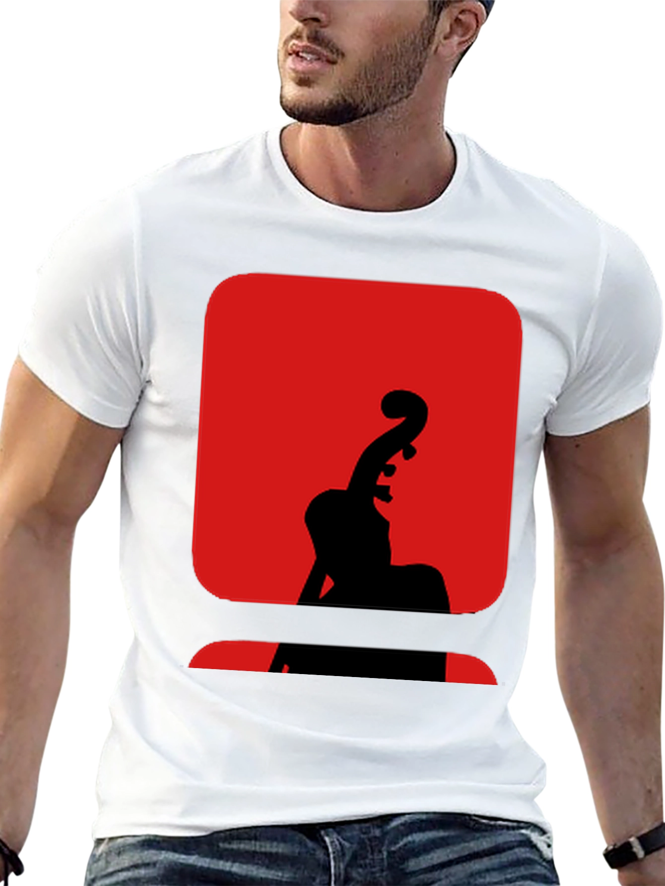 Red & Black Cello Silhouette Graphic Tee