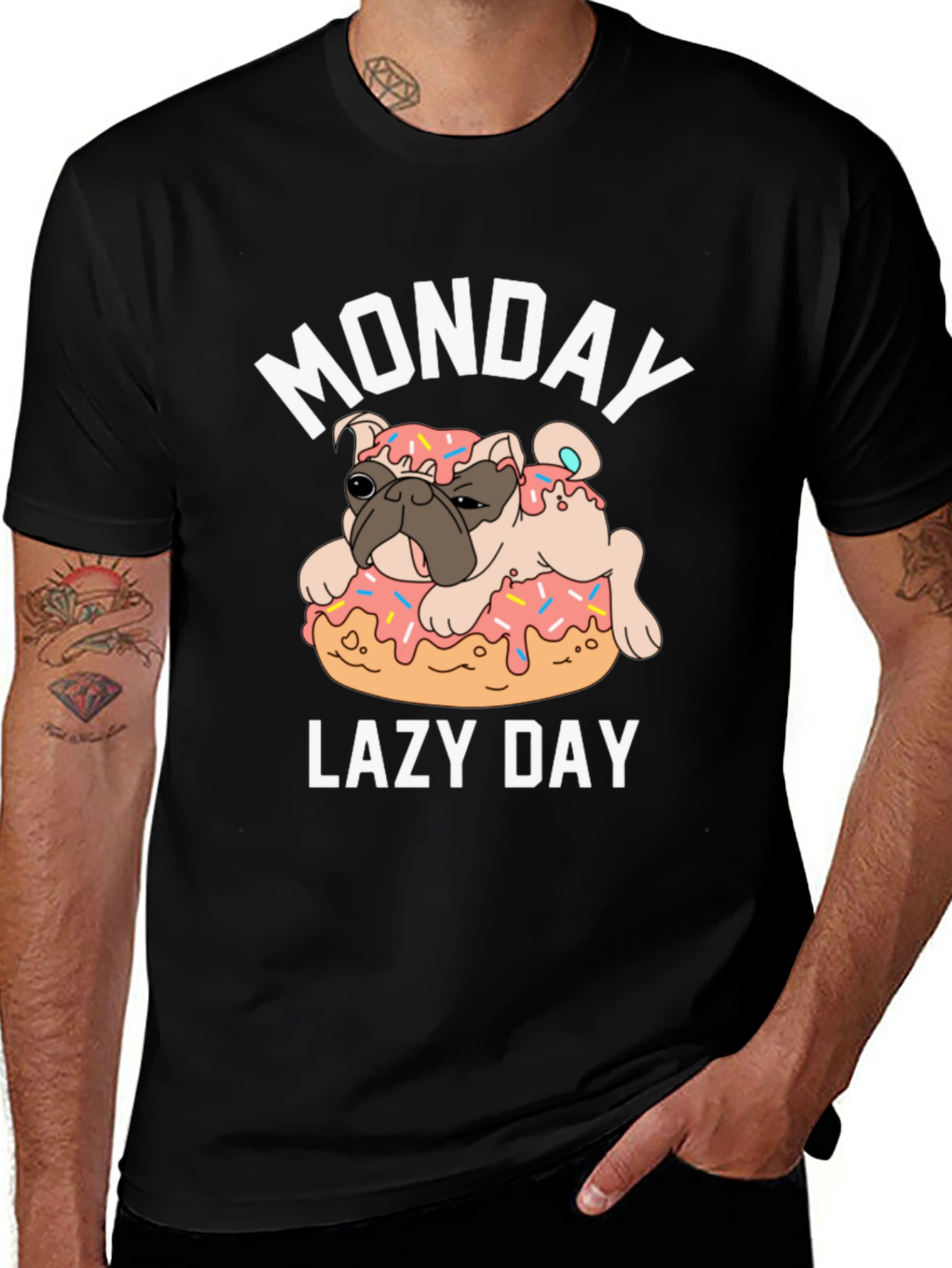 Monday Lazy Day Pug Donut T-Shirt