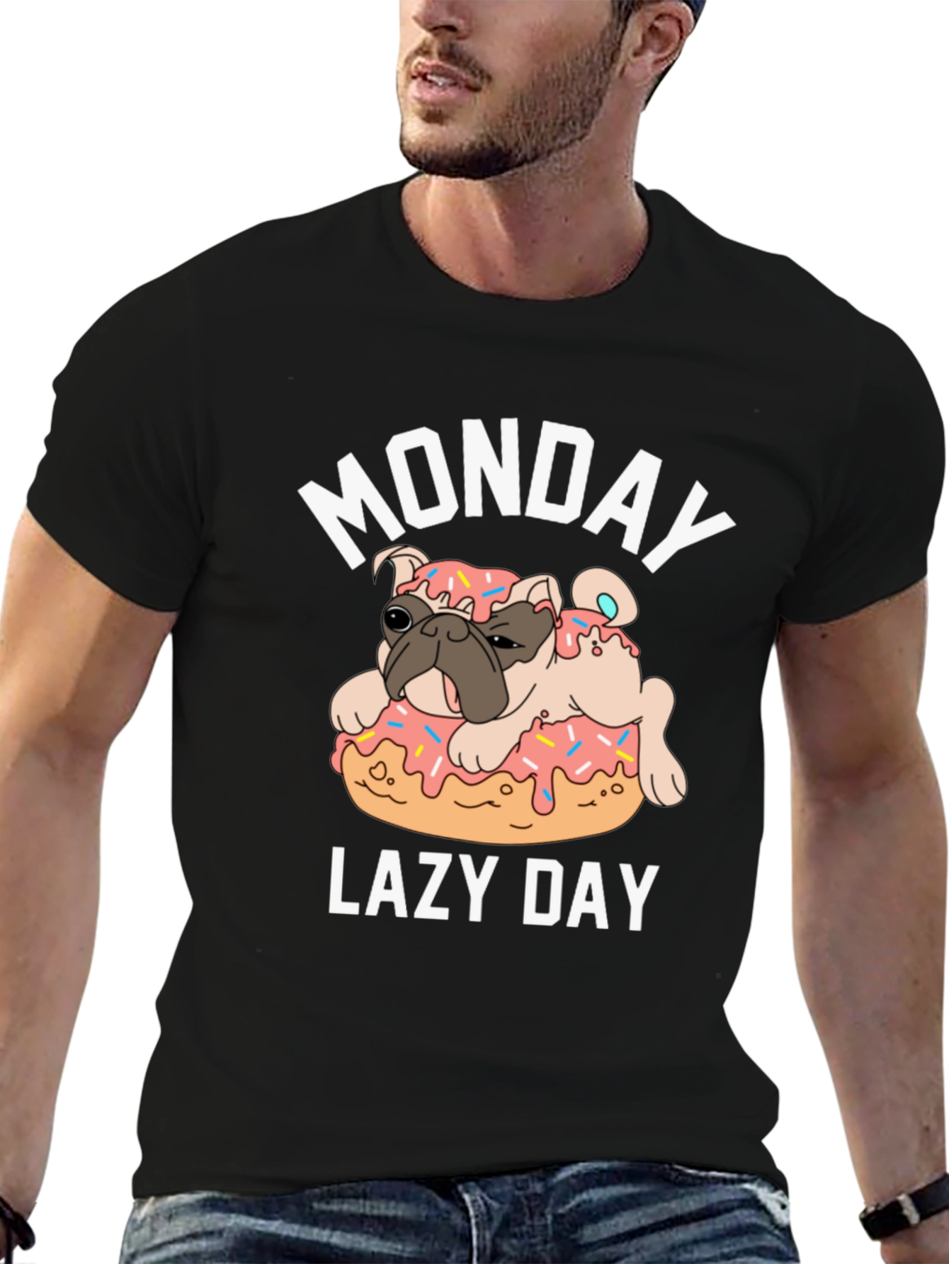 Monday Lazy Day Pug Donut T-Shirt