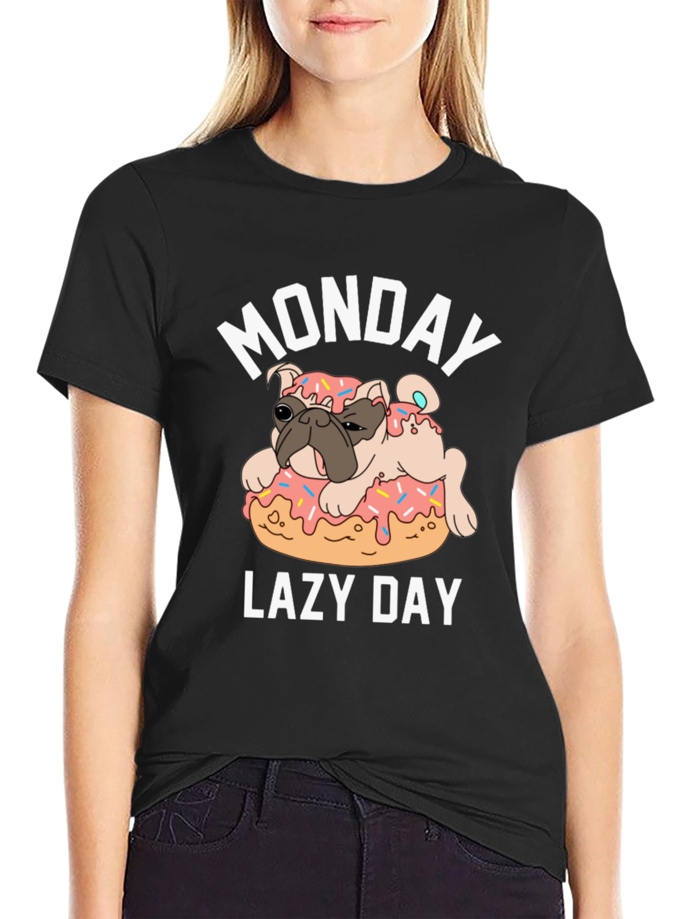 Monday Lazy Day Pug Donut T-Shirt