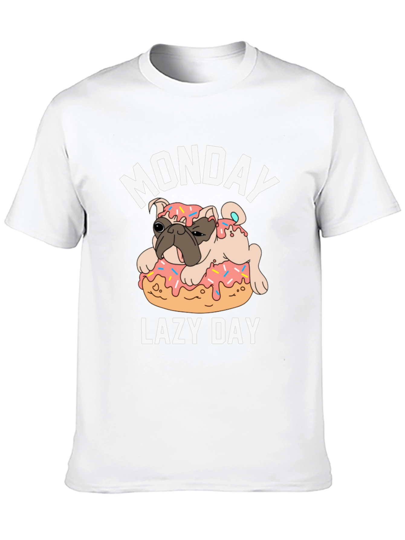 Monday Lazy Day Pug Donut T-Shirt