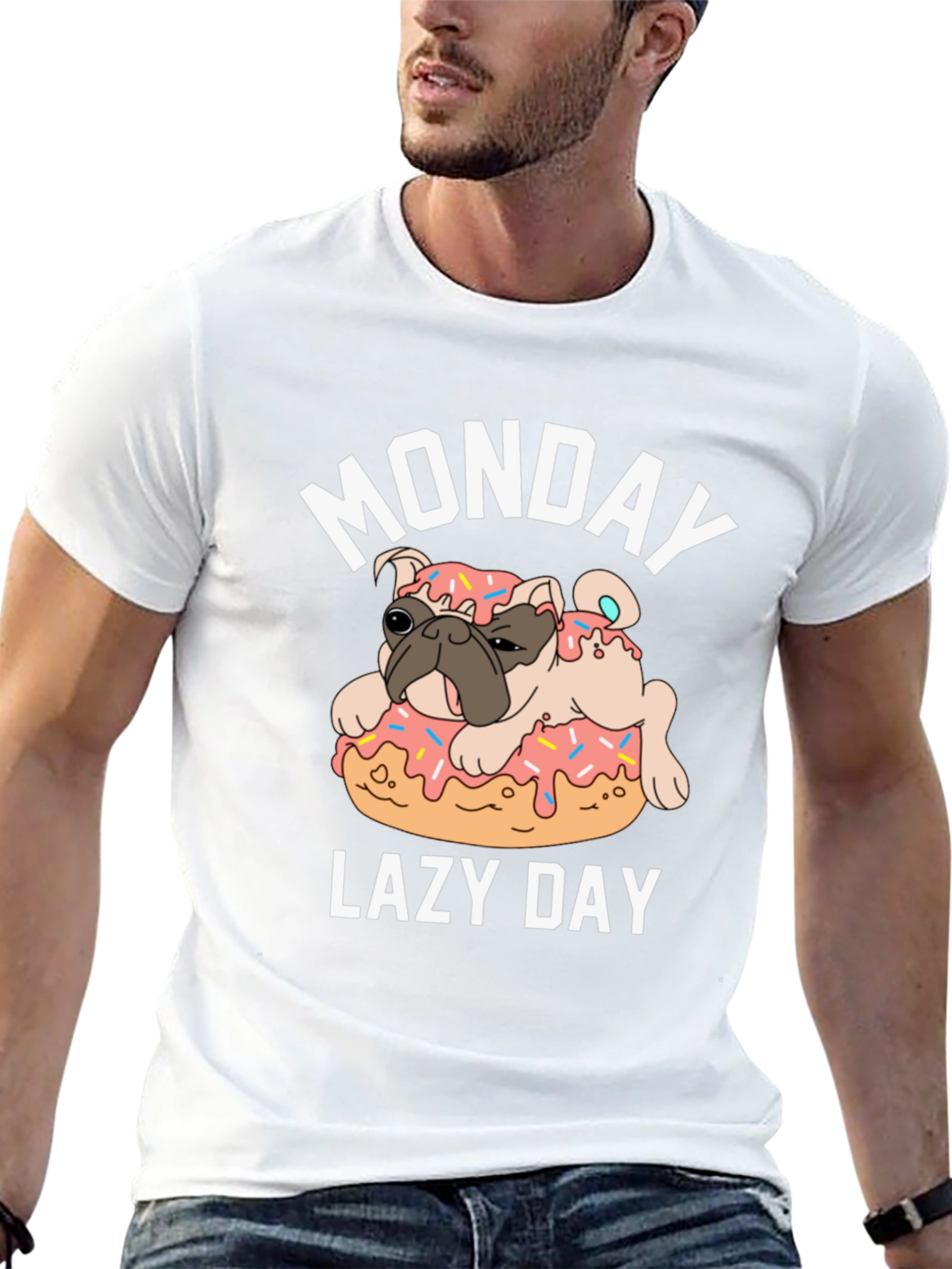 Monday Lazy Day Pug Donut T-Shirt