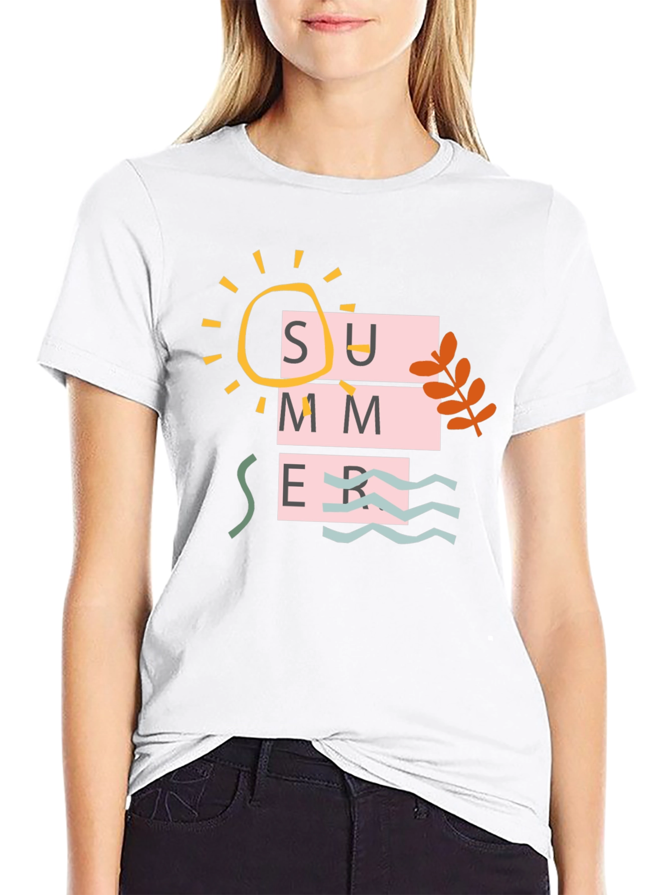 Summer Graphic Print Tee - Casual Black T-Shirt