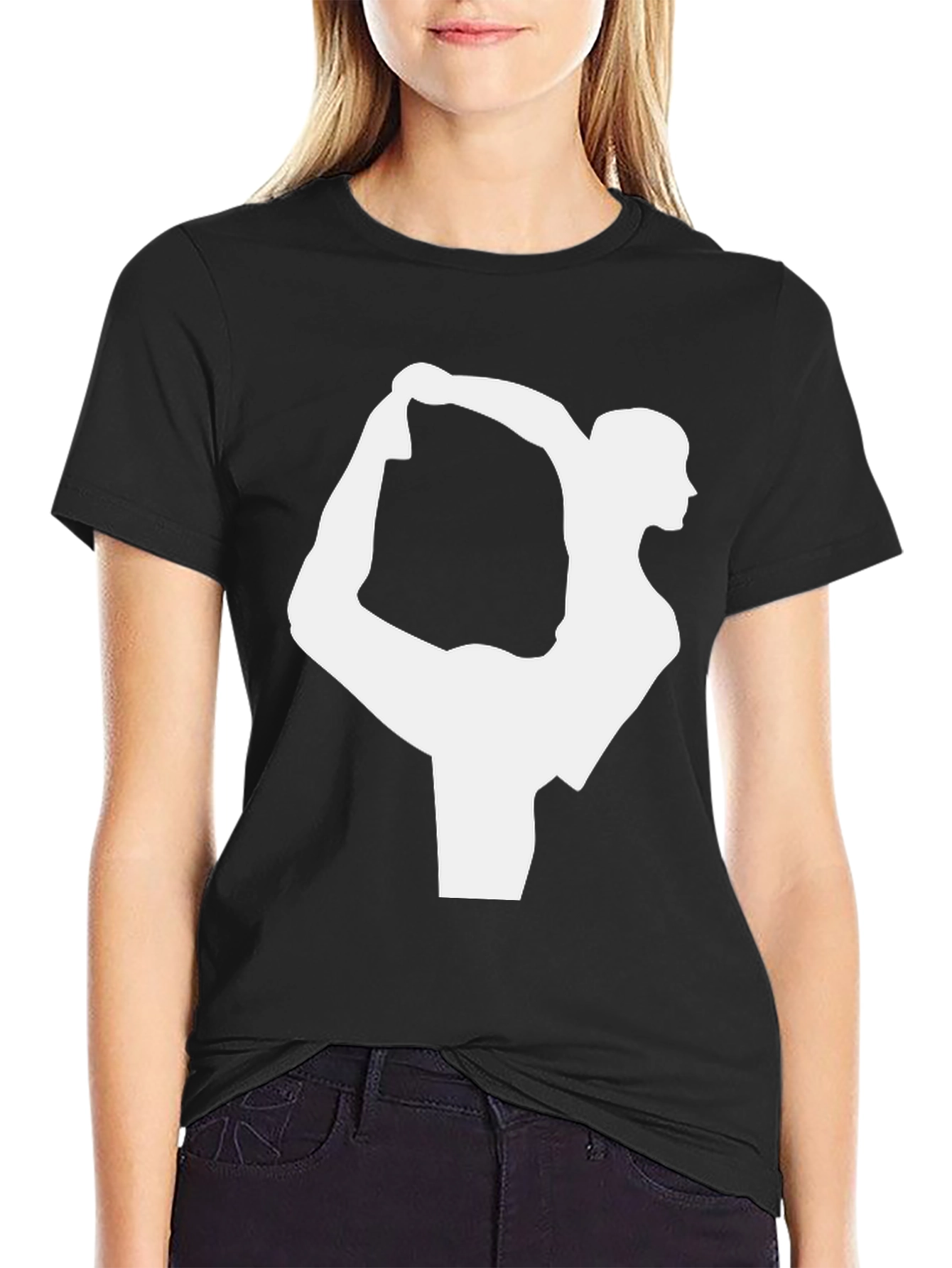 Yoga Pose Graphic Tee - Black Cotton T-Shirt