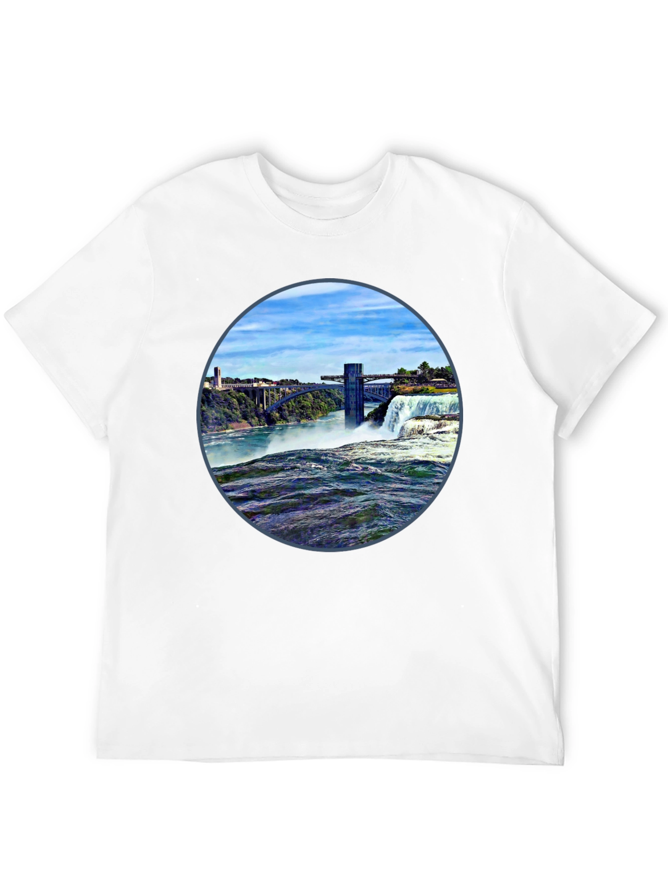 Waterfall Graphic Print Tee - Black