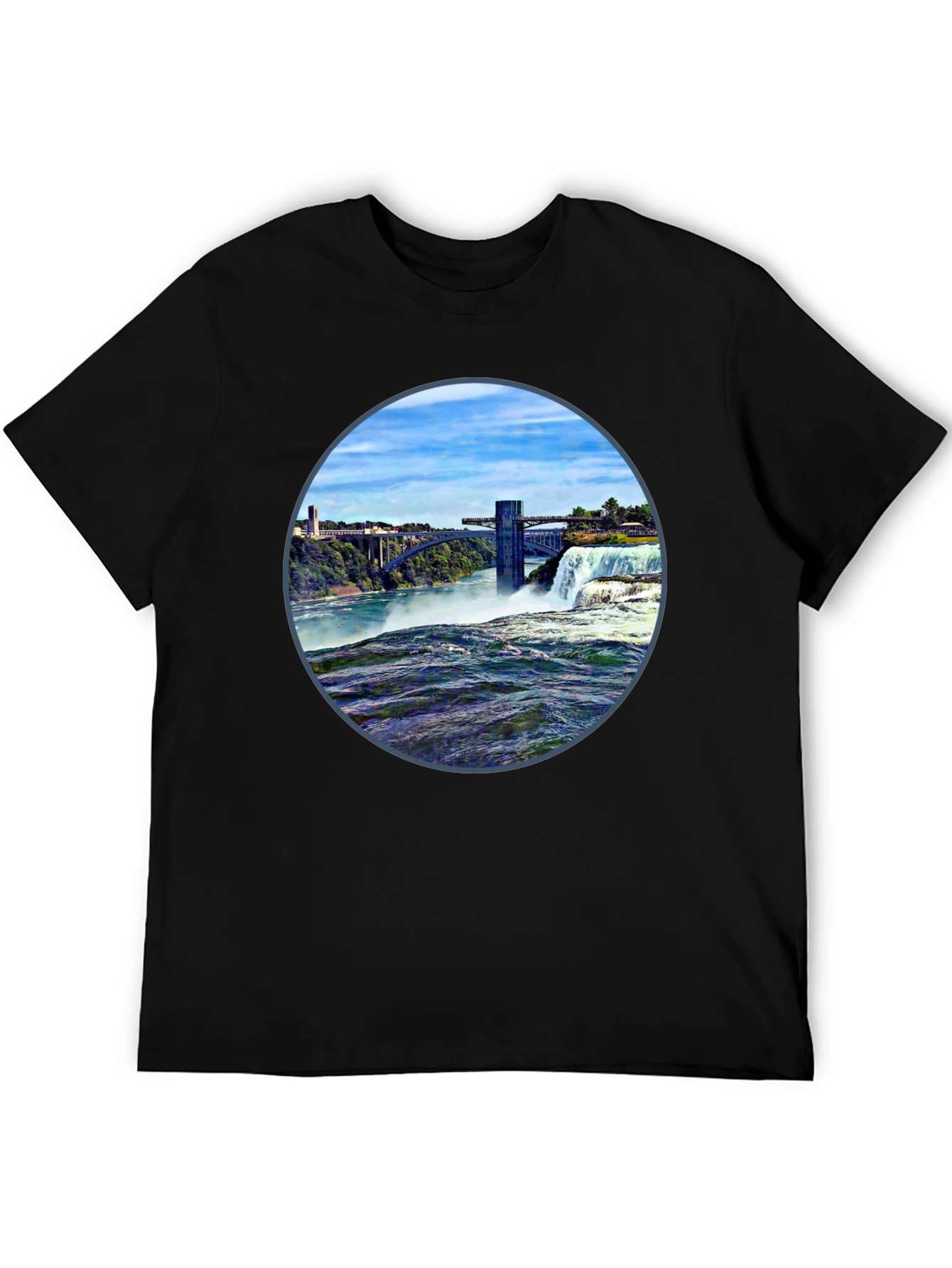 Waterfall Graphic Print Tee - Black