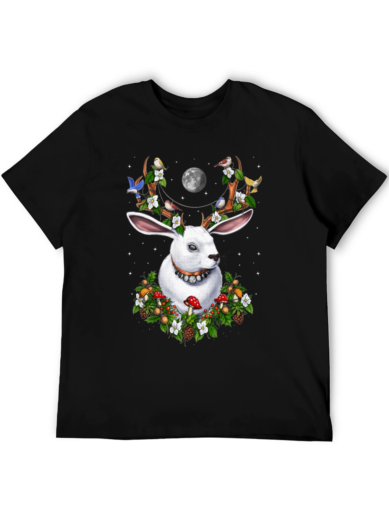 Rabbit Antler Floral Moon T-Shirt