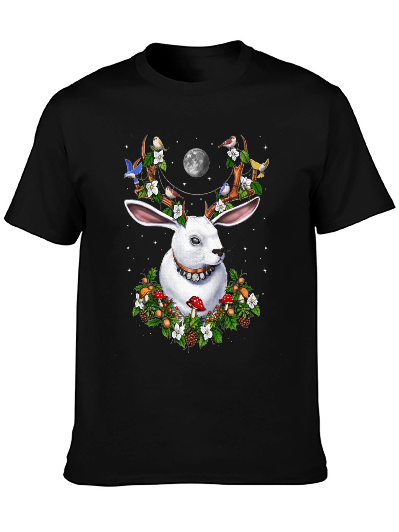 Rabbit Antler Floral Moon T-Shirt