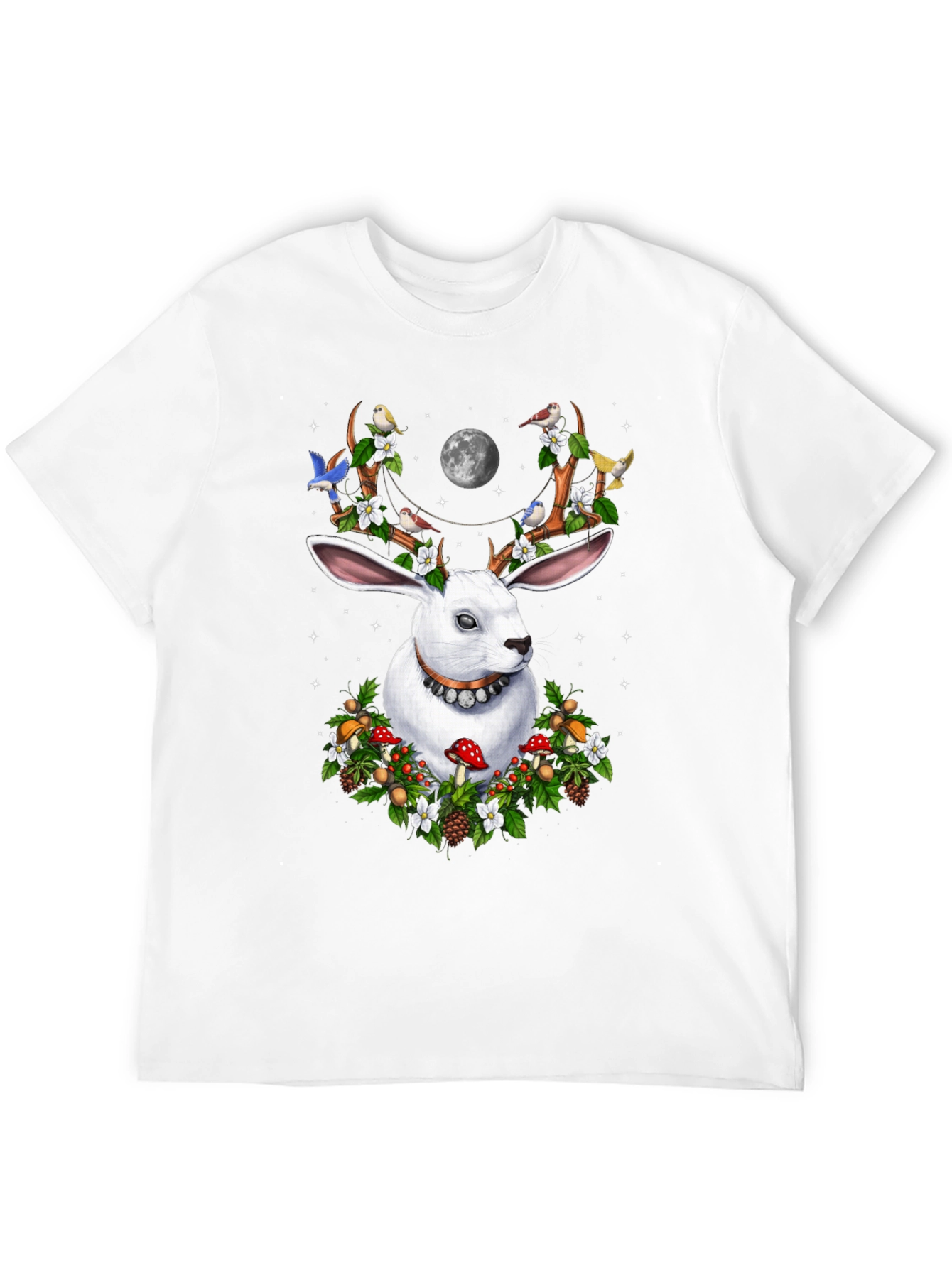 Rabbit Antler Floral Moon T-Shirt