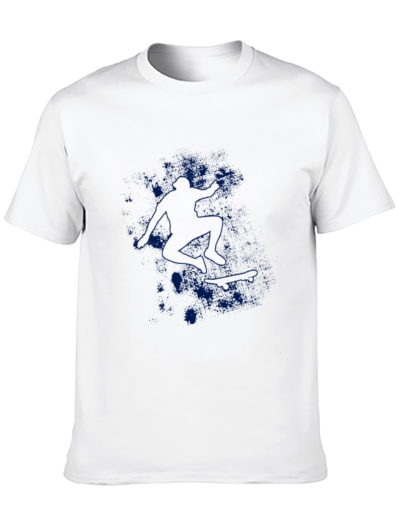 Mens Black Graphic Tee - Blue Skateboarder Design