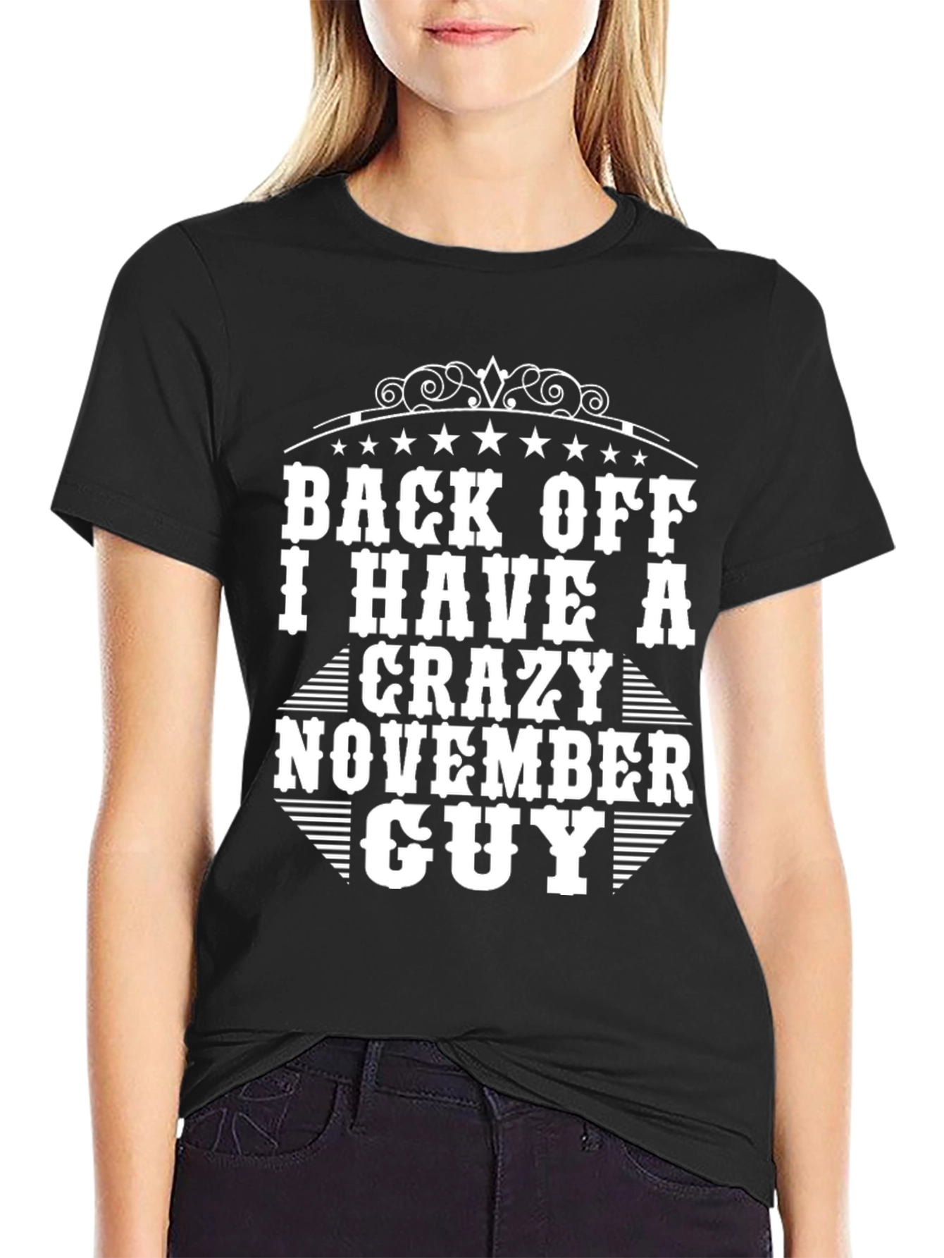 Crazy November Guy Black Graphic T-Shirt
