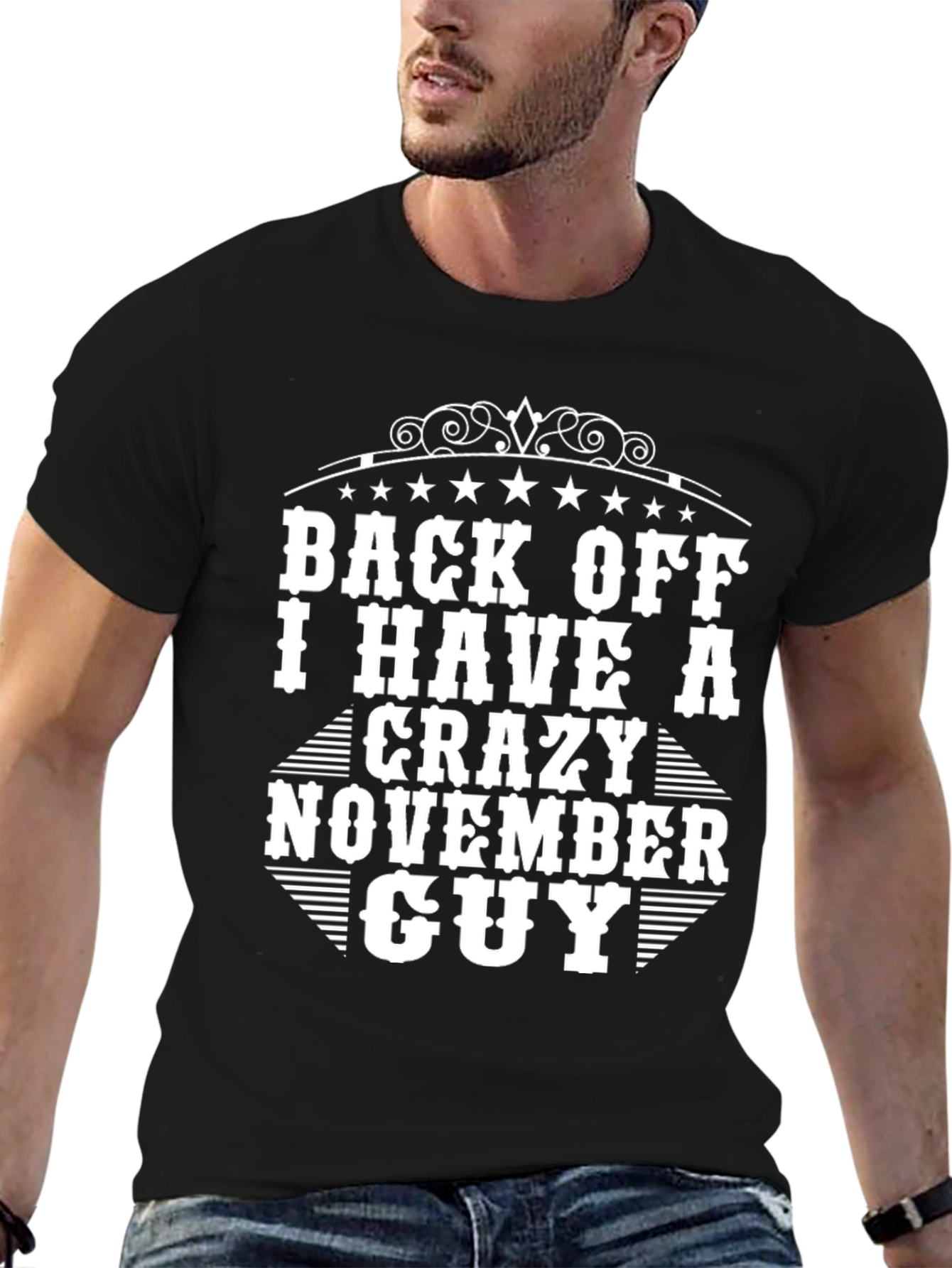 Crazy November Guy Black Graphic T-Shirt