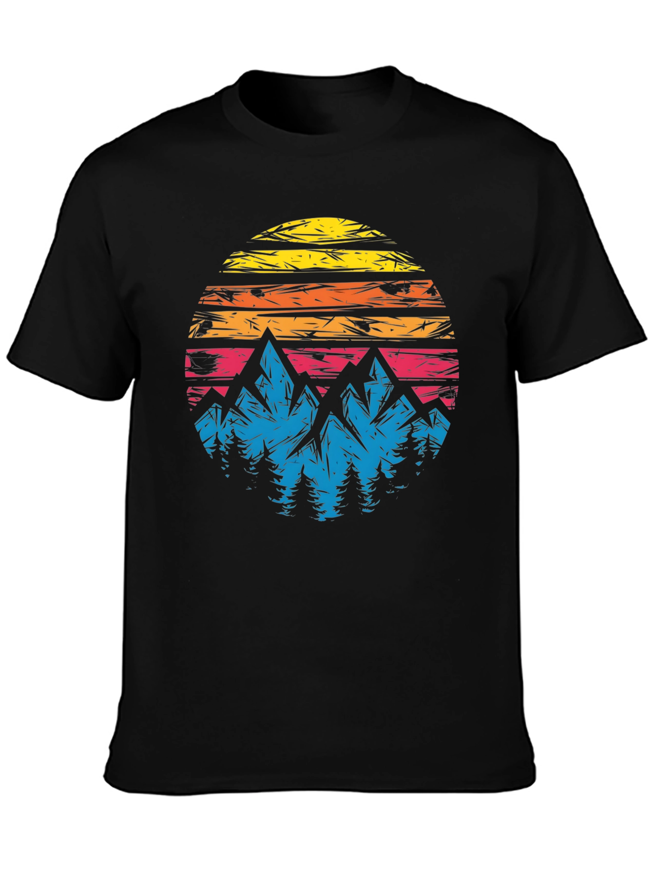 Retro Mountain Sunset Graphic T-Shirt