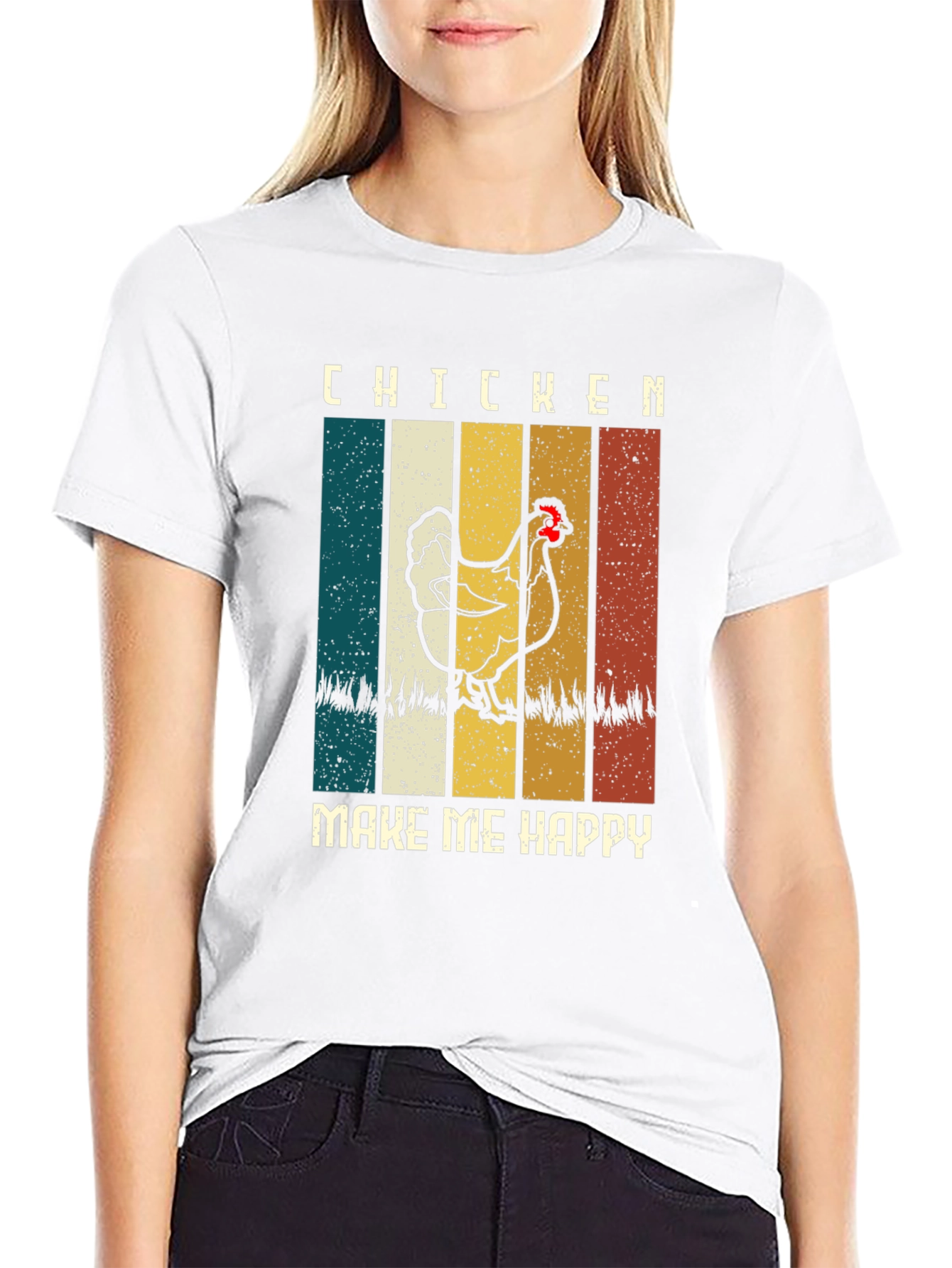 Chicken Make Me Happy Retro T-Shirt