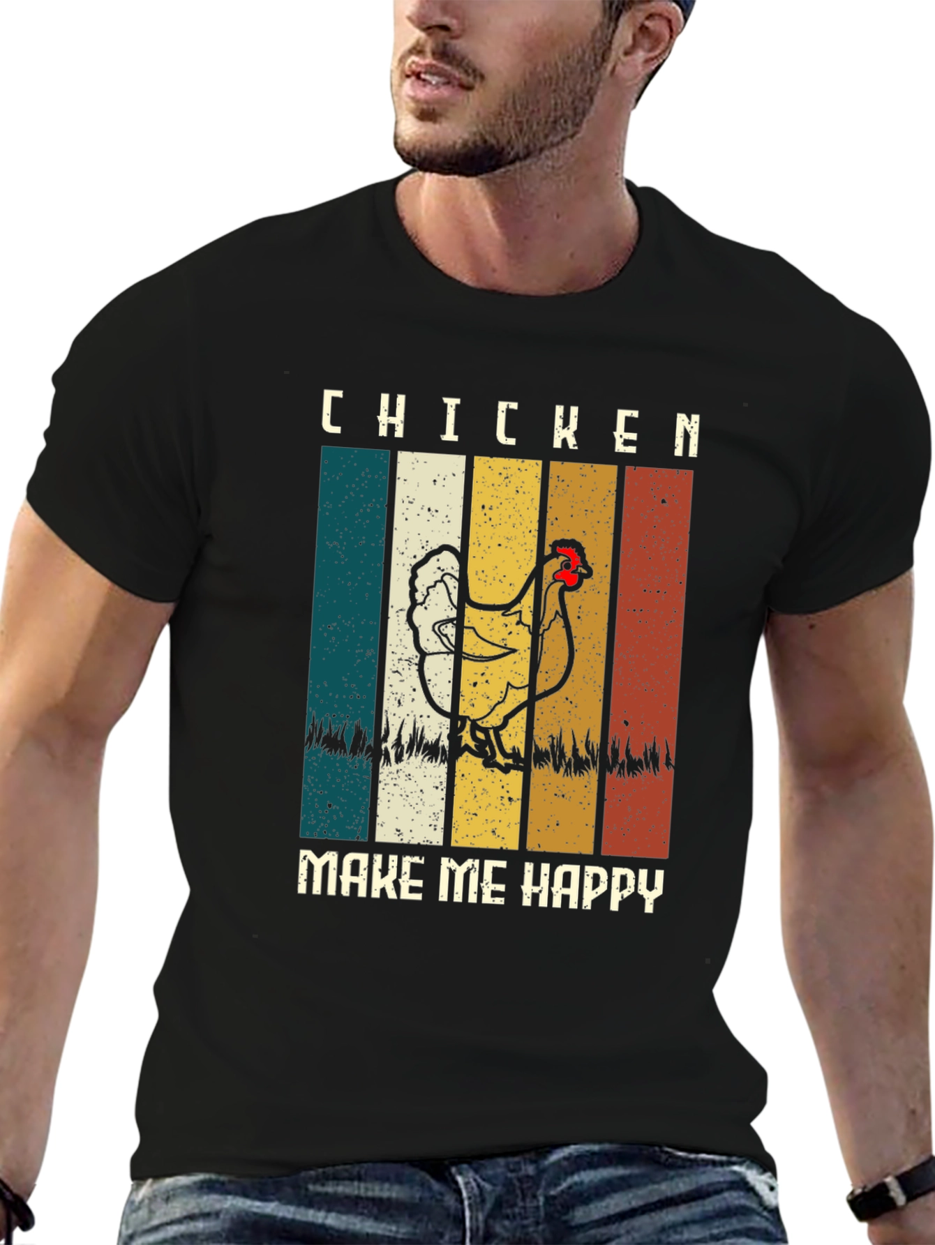 Chicken Make Me Happy Retro T-Shirt
