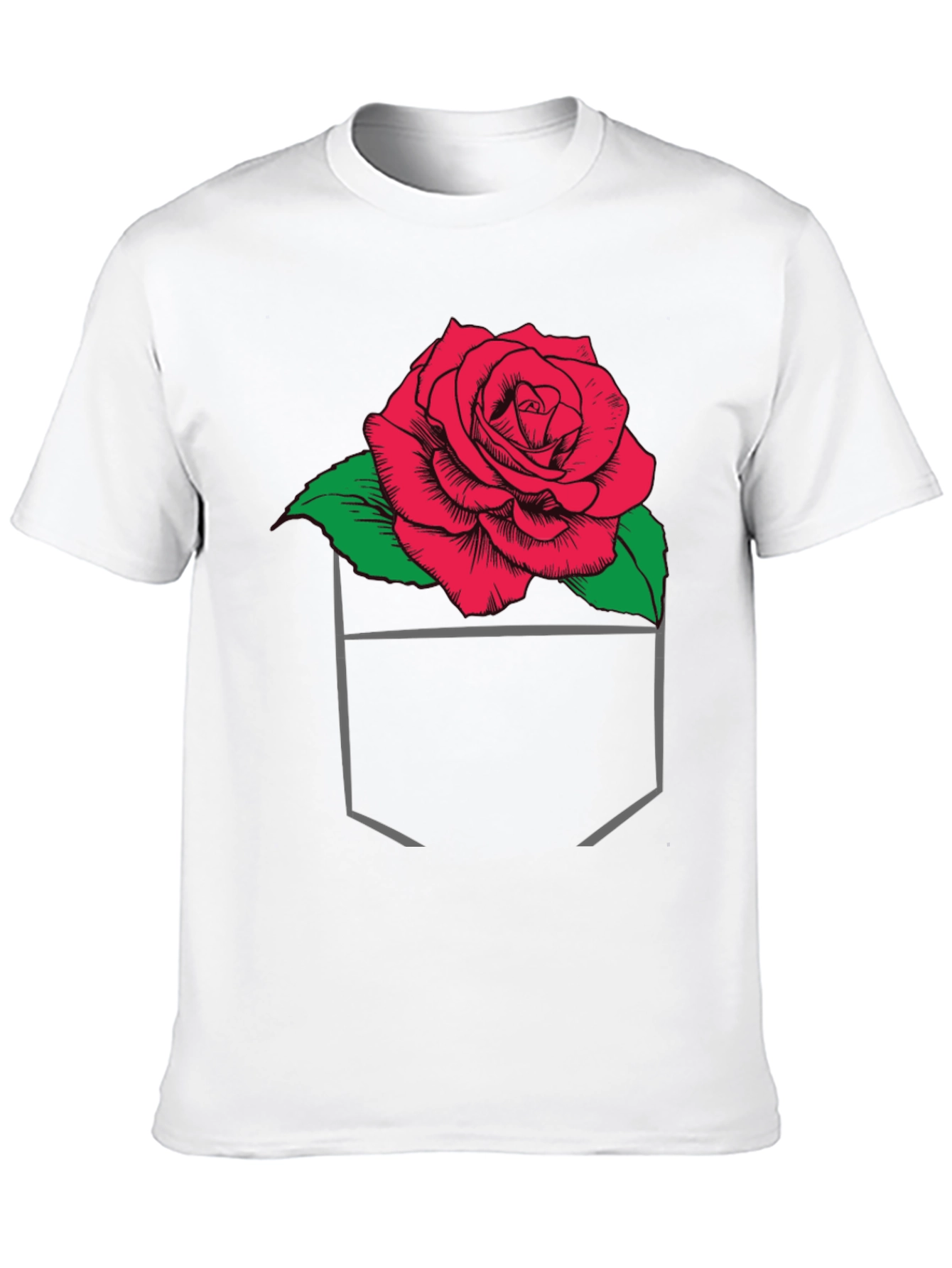 Rose in Pocket Graphic T-Shirt