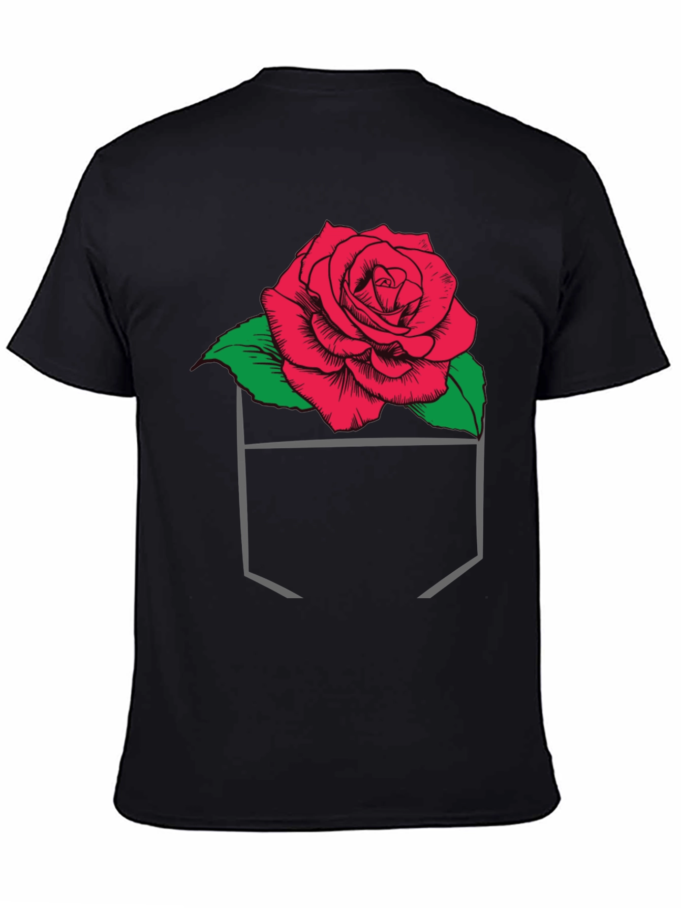 Rose in Pocket Graphic T-Shirt