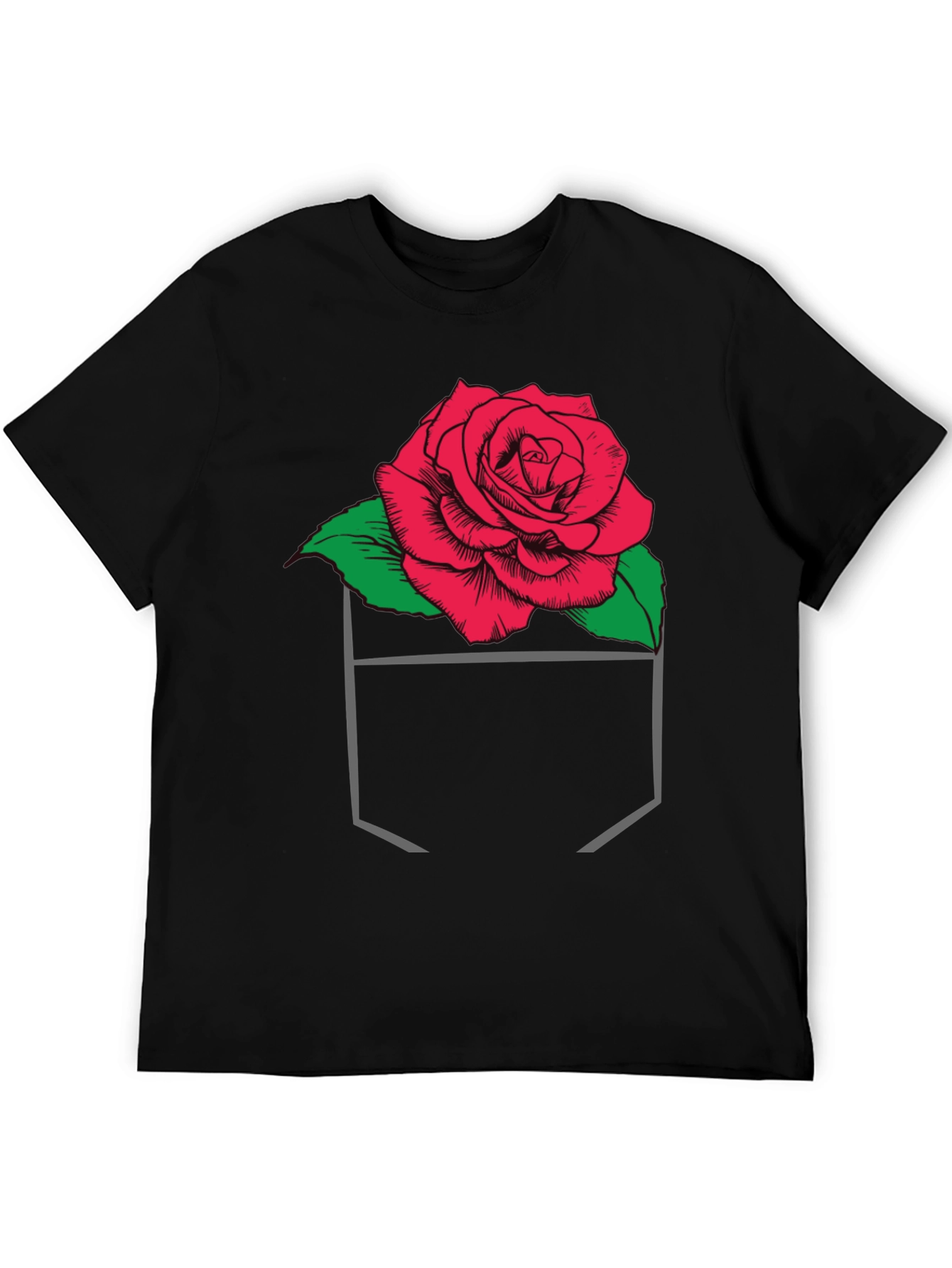 Rose in Pocket Graphic T-Shirt