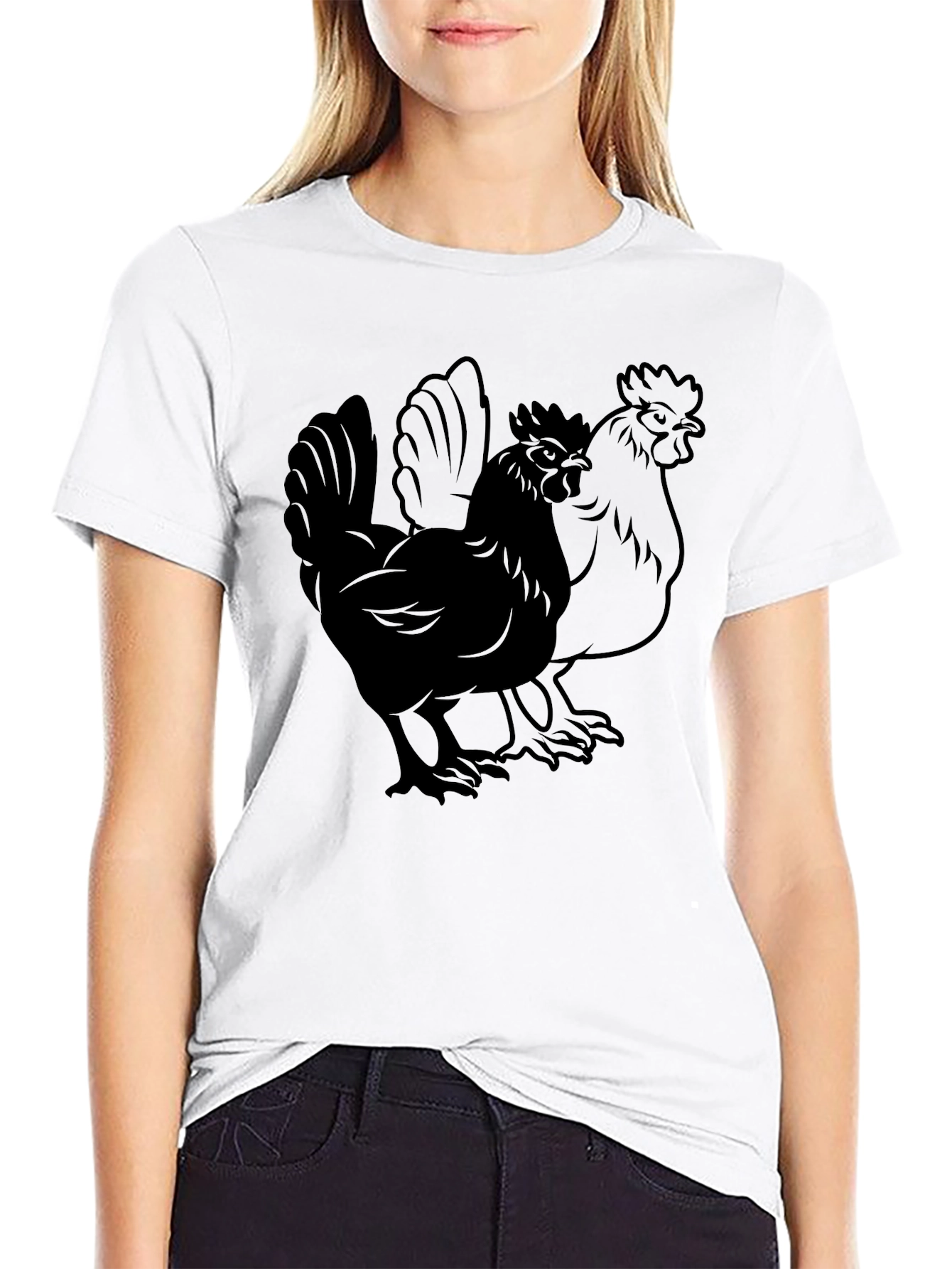 Rooster Graphic T-Shirt - Black Cotton Tee