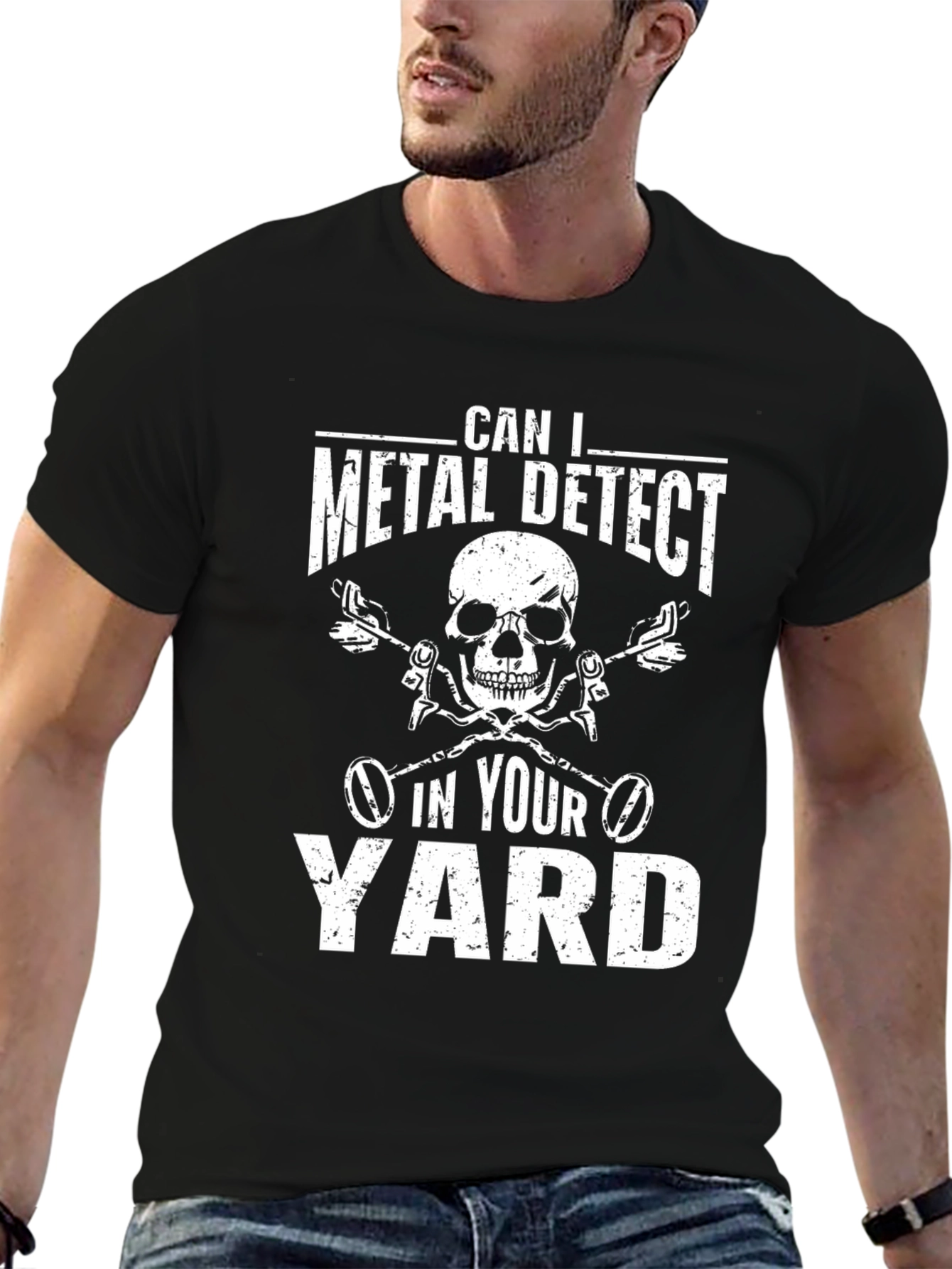 Metal Detecting Skull Graphic T-Shirt