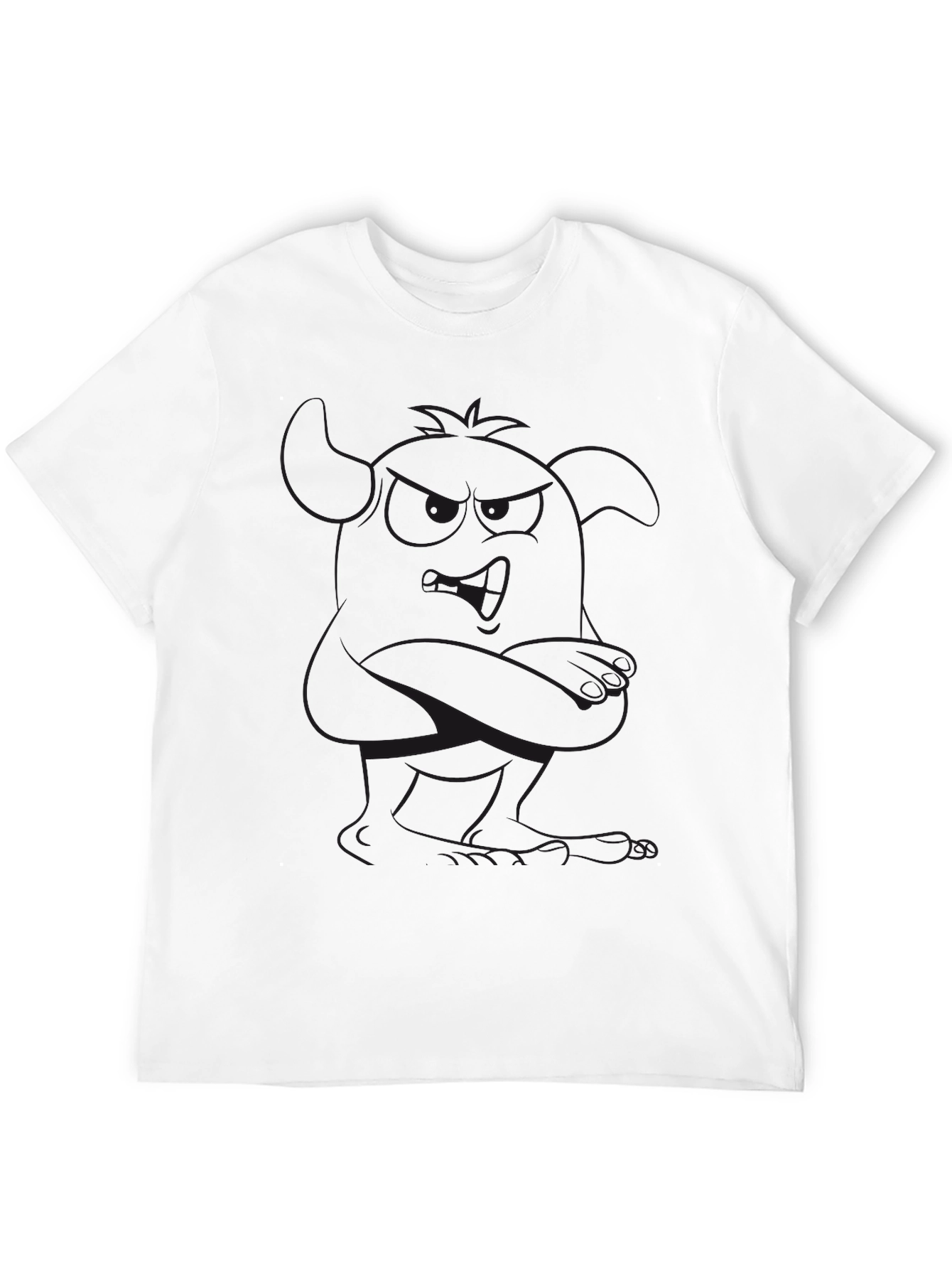 Mens Black Graphic Tee - Cartoon Figure