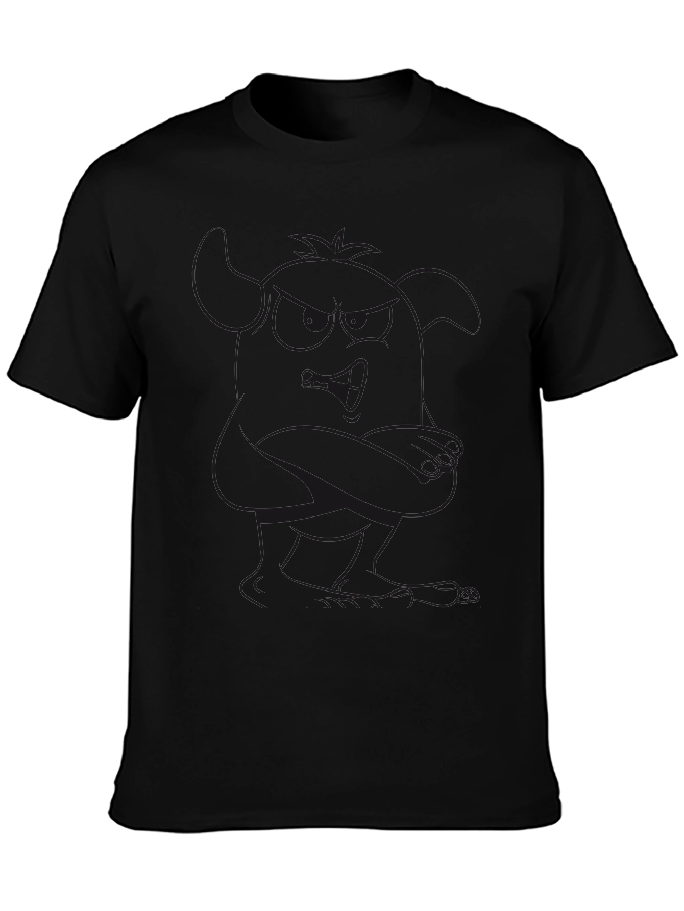 Mens Black Graphic Tee - Cartoon Figure