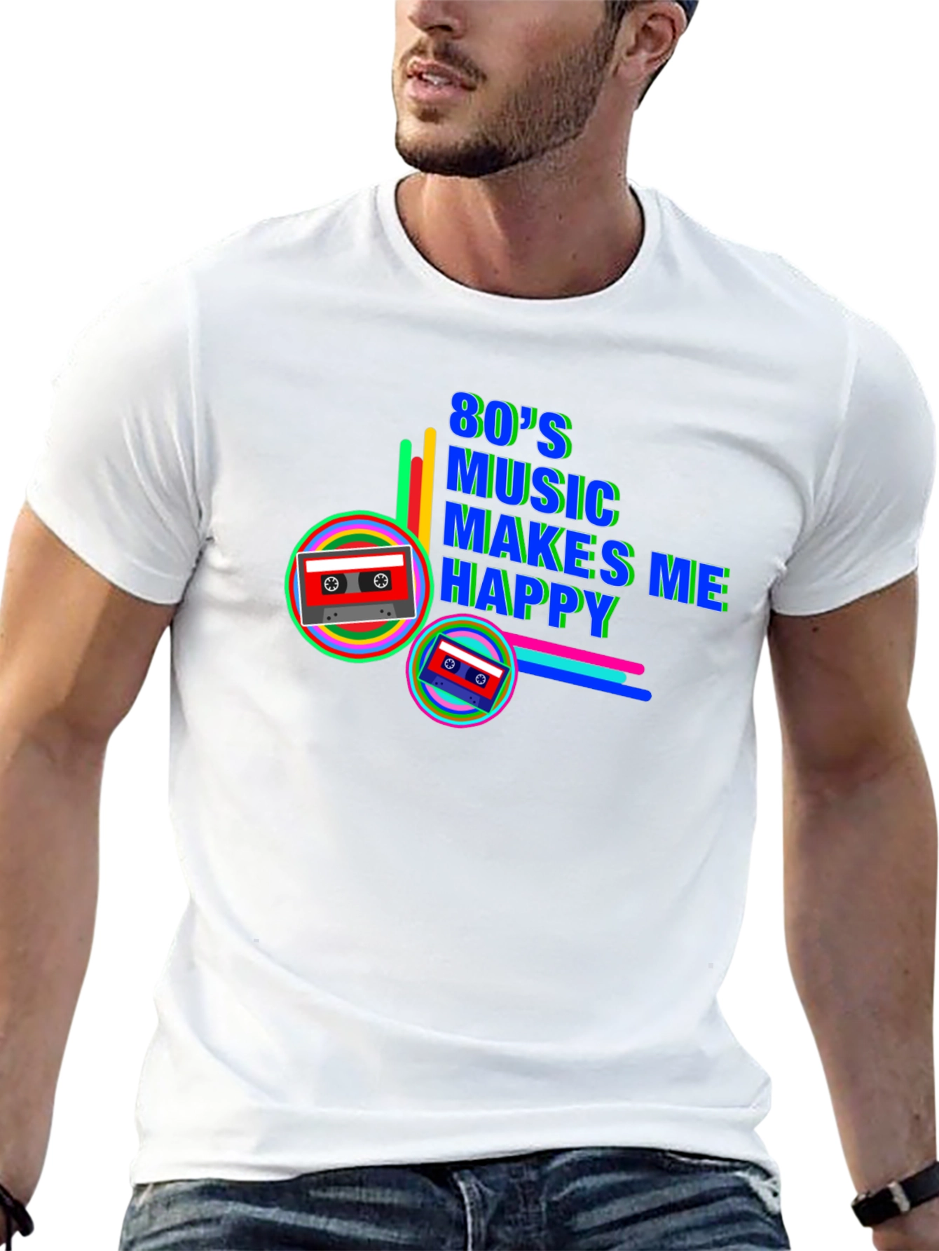 80s Music Makes Me Happy Retro Cassette Tape T-Shirt