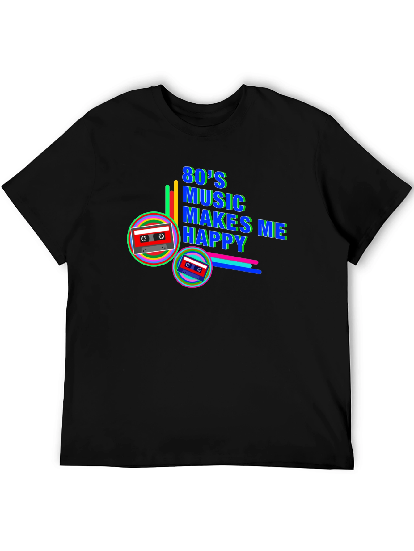 80s Music Makes Me Happy Retro Cassette Tape T-Shirt