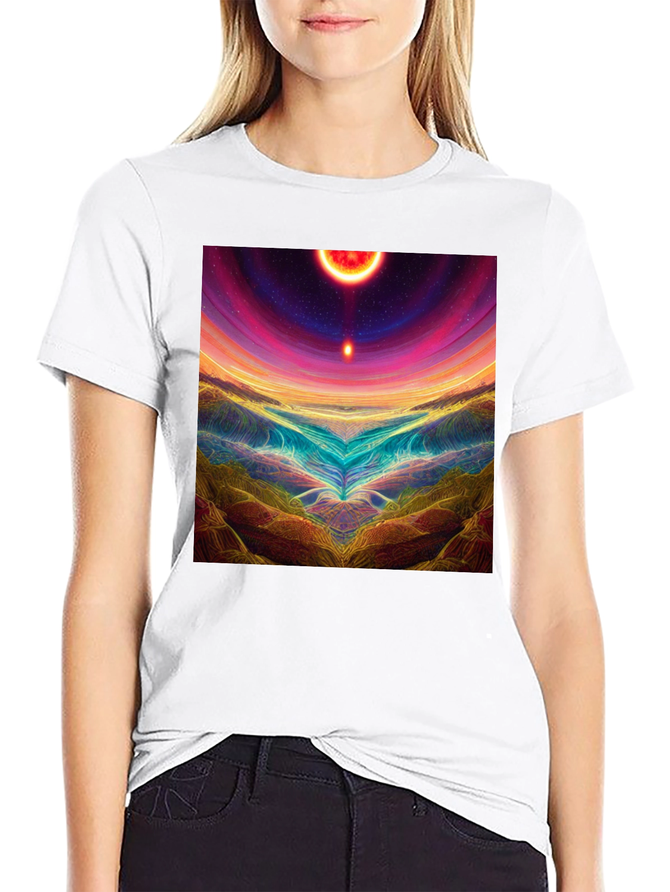 Cosmic Landscape Graphic Tee - Mens Black T-Shirt