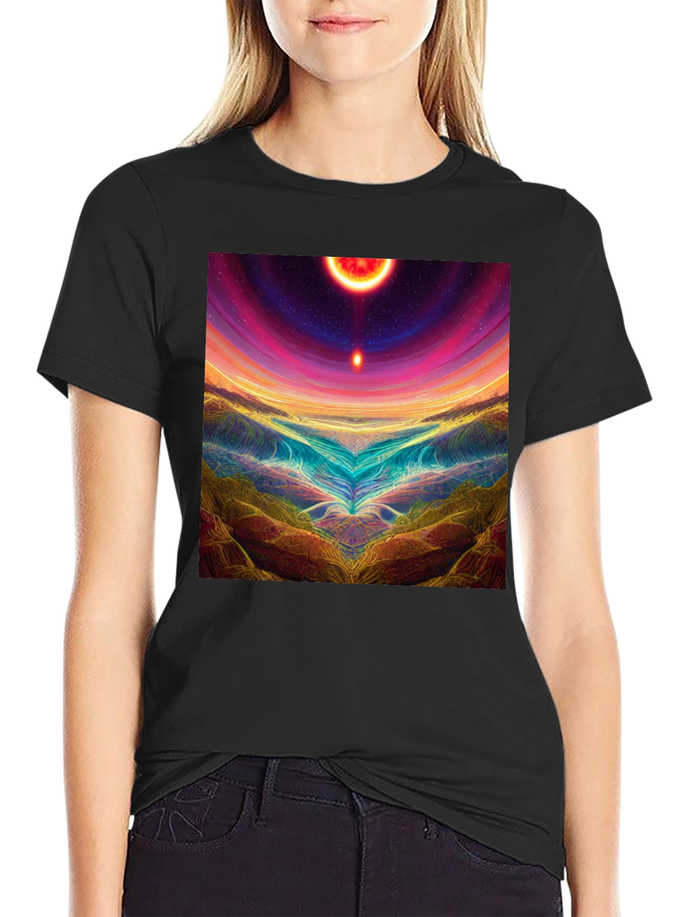 Cosmic Landscape Graphic Tee - Mens Black T-Shirt