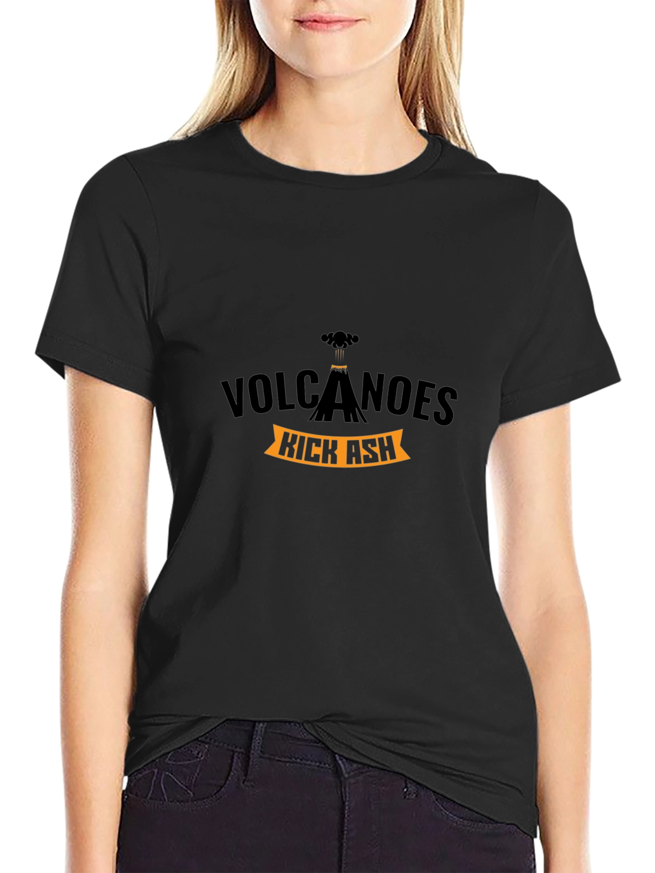 Volcanoes Kick Ash Black Graphic T-Shirt