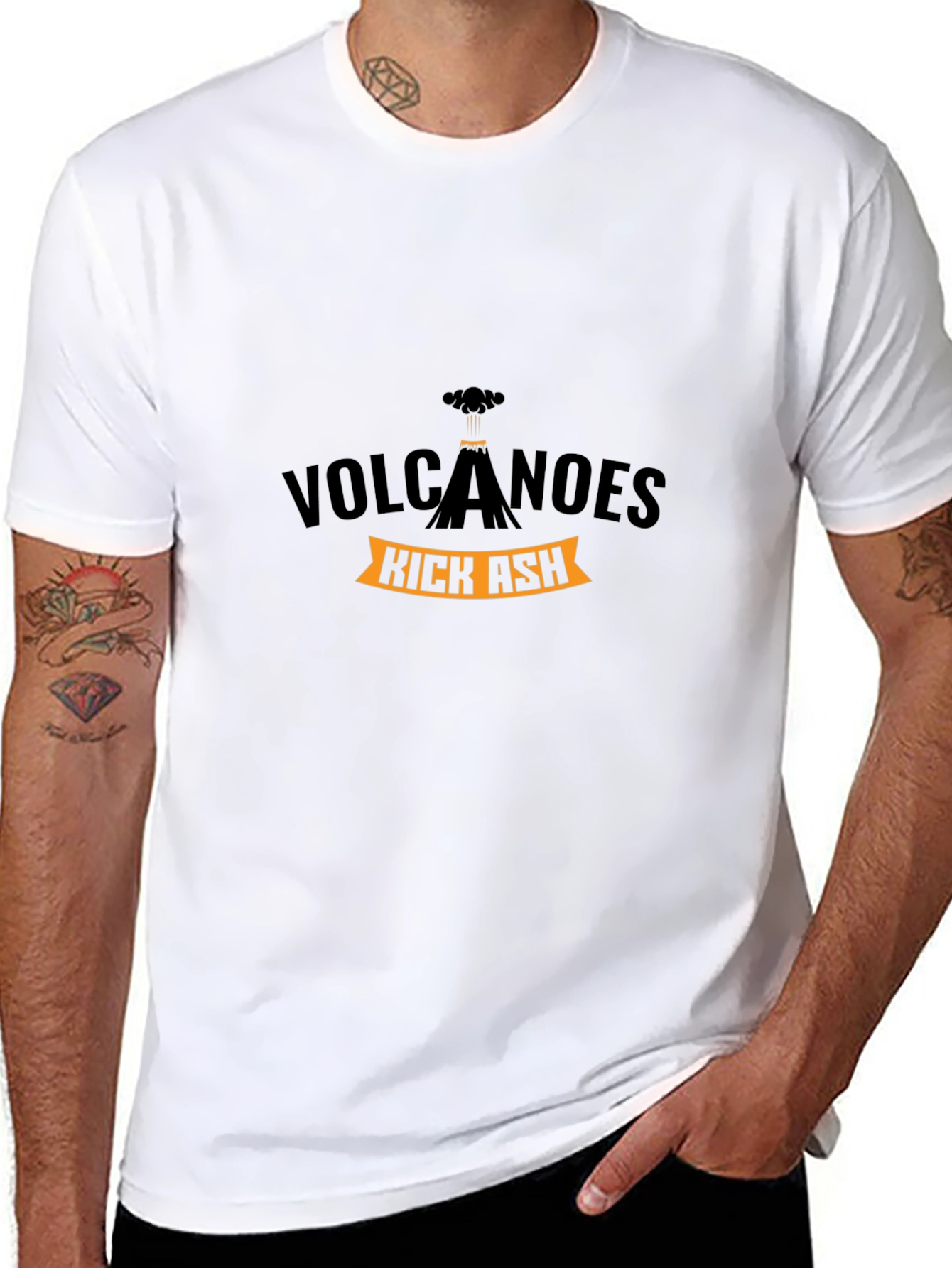 Volcanoes Kick Ash Black Graphic T-Shirt