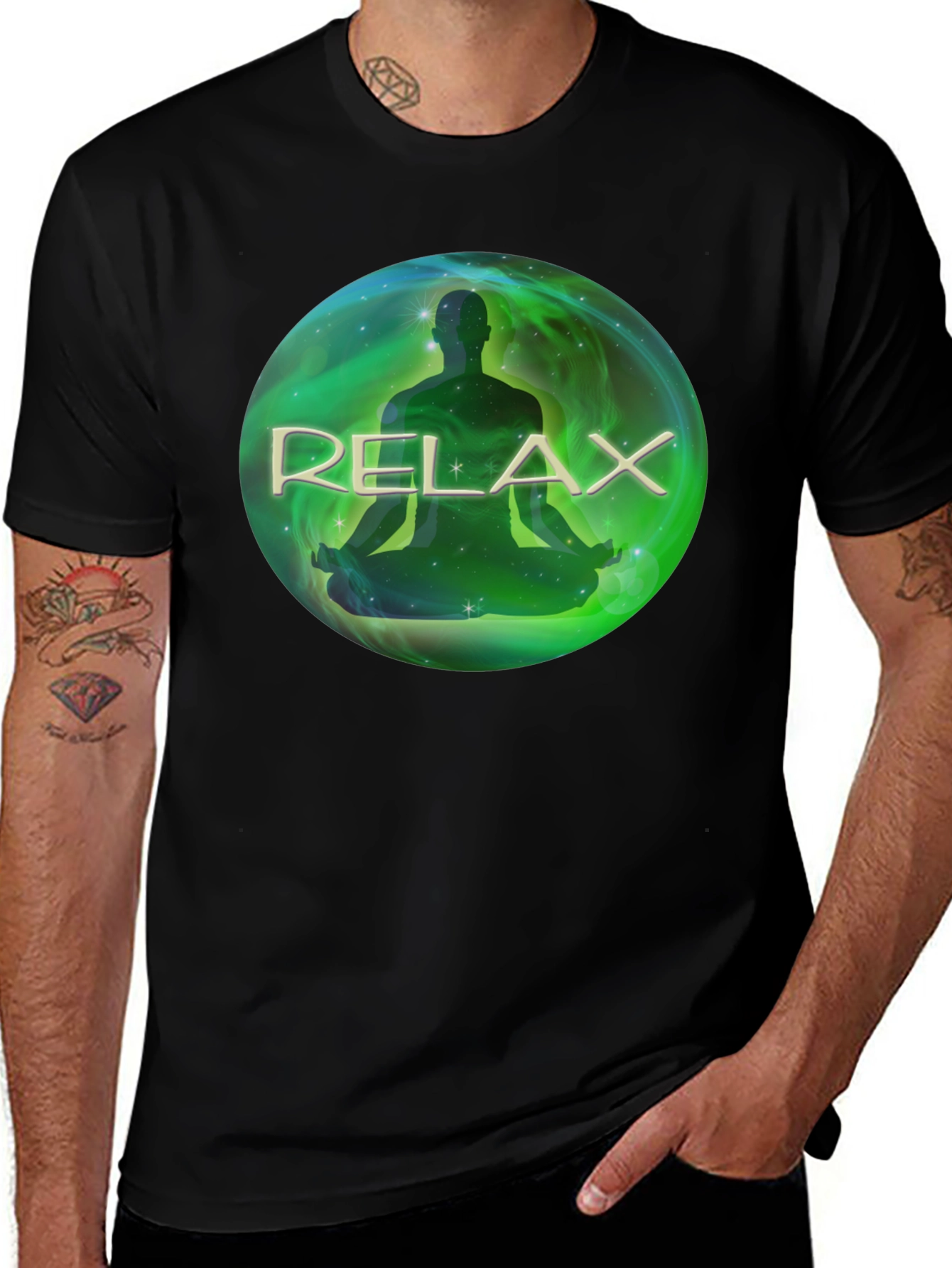 Relax Meditation T-Shirt - Black Soft Fabric