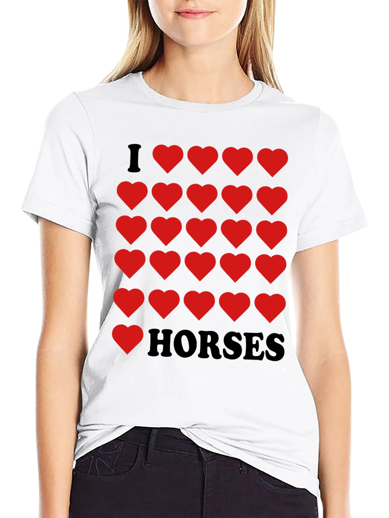 I Heart Horses Black Graphic Tee Shirt