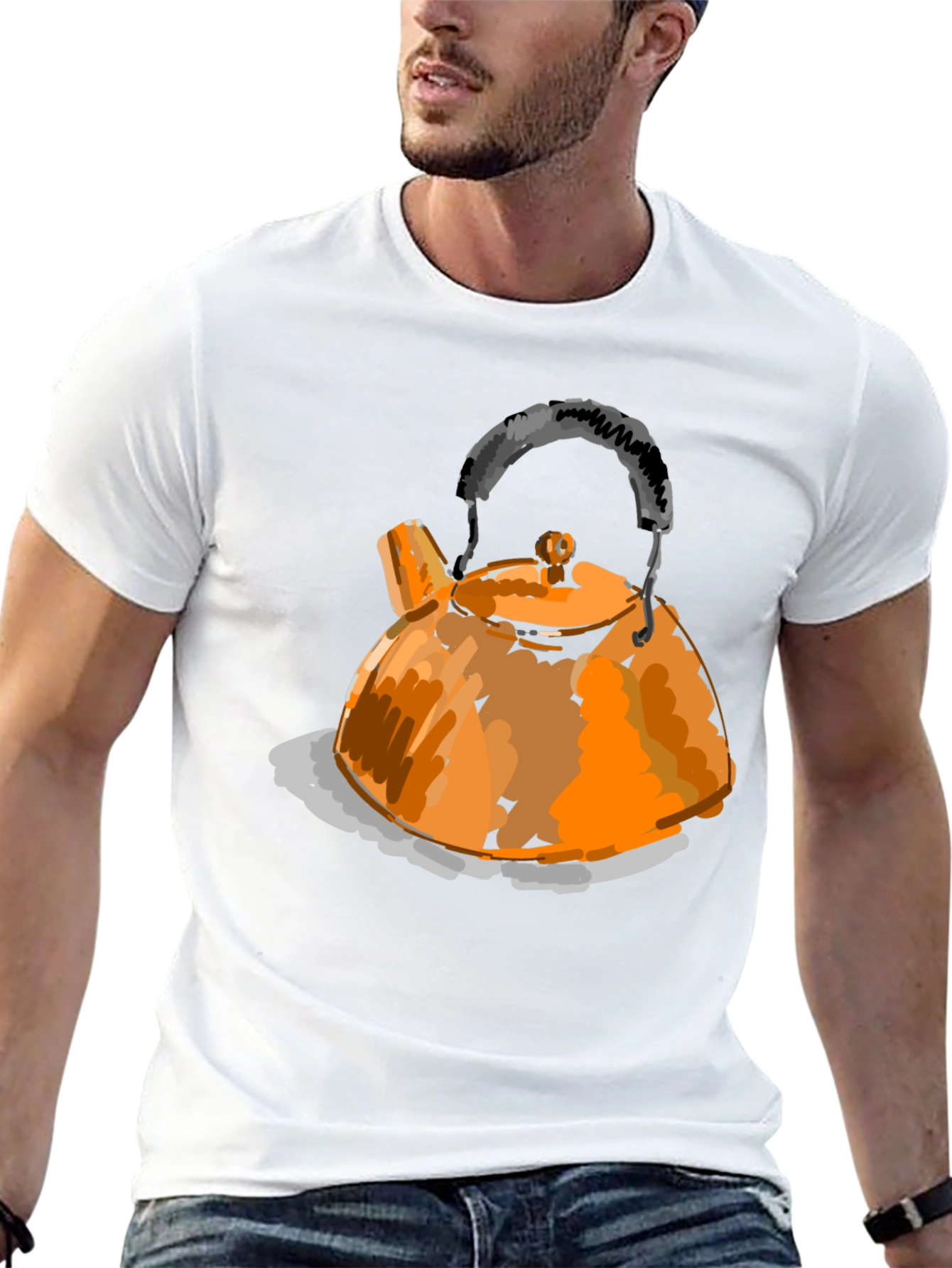 Orange Teapot Graphic T-Shirt
