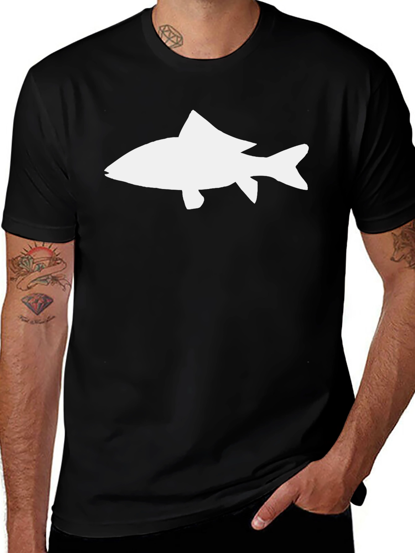 Fish Graphic T-Shirt - Black Cotton Tee