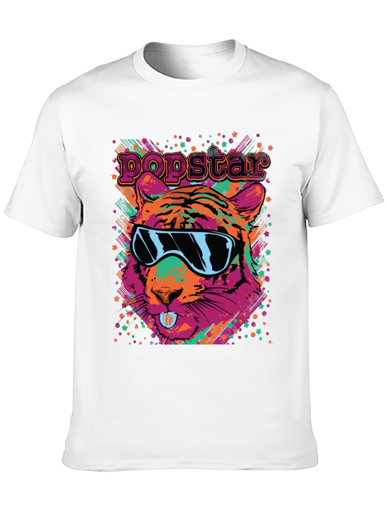 Popstar Tiger Graphic Tee - Funky Animal Print