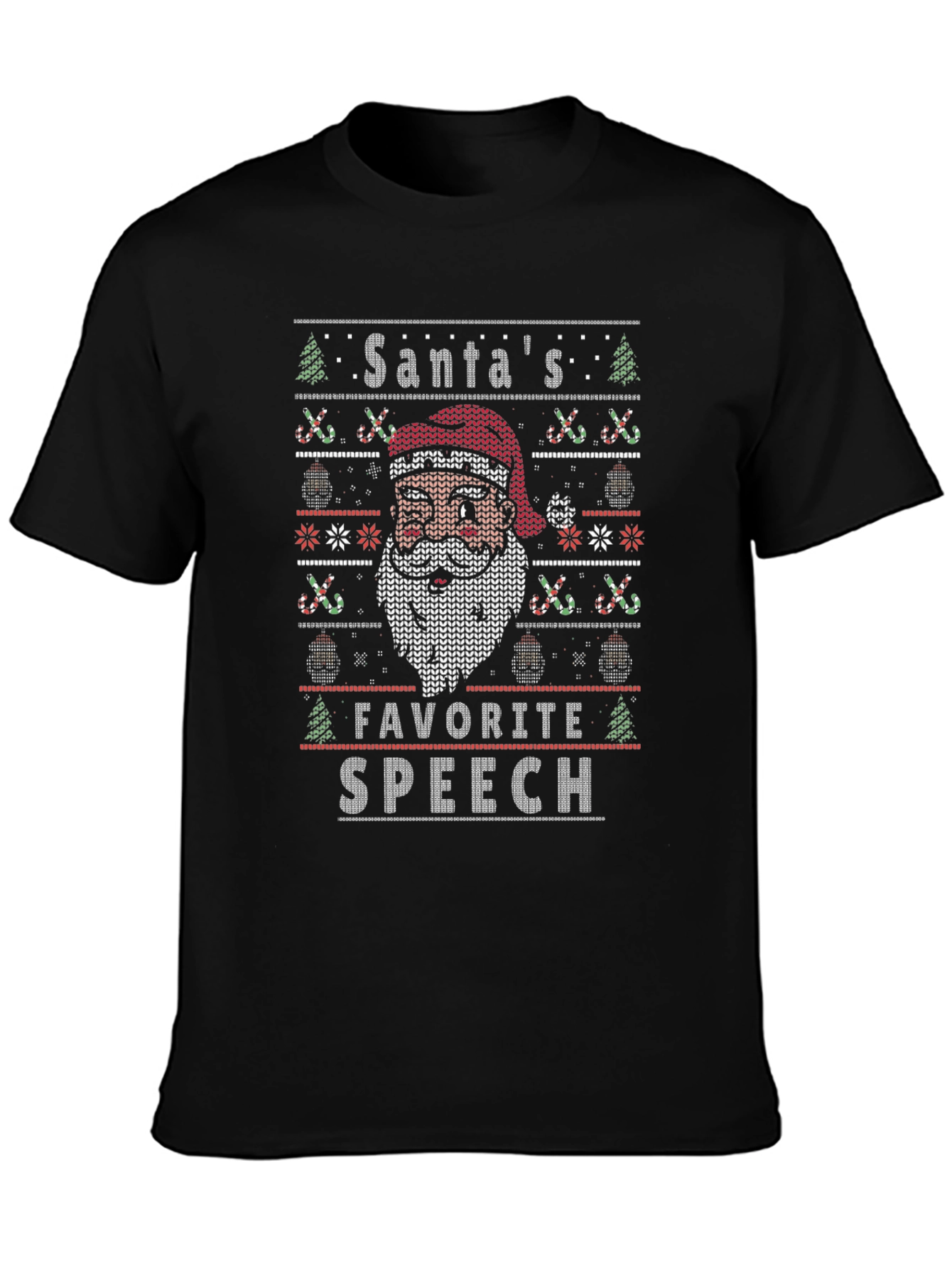 Santas Favorite Speech Black T-Shirt