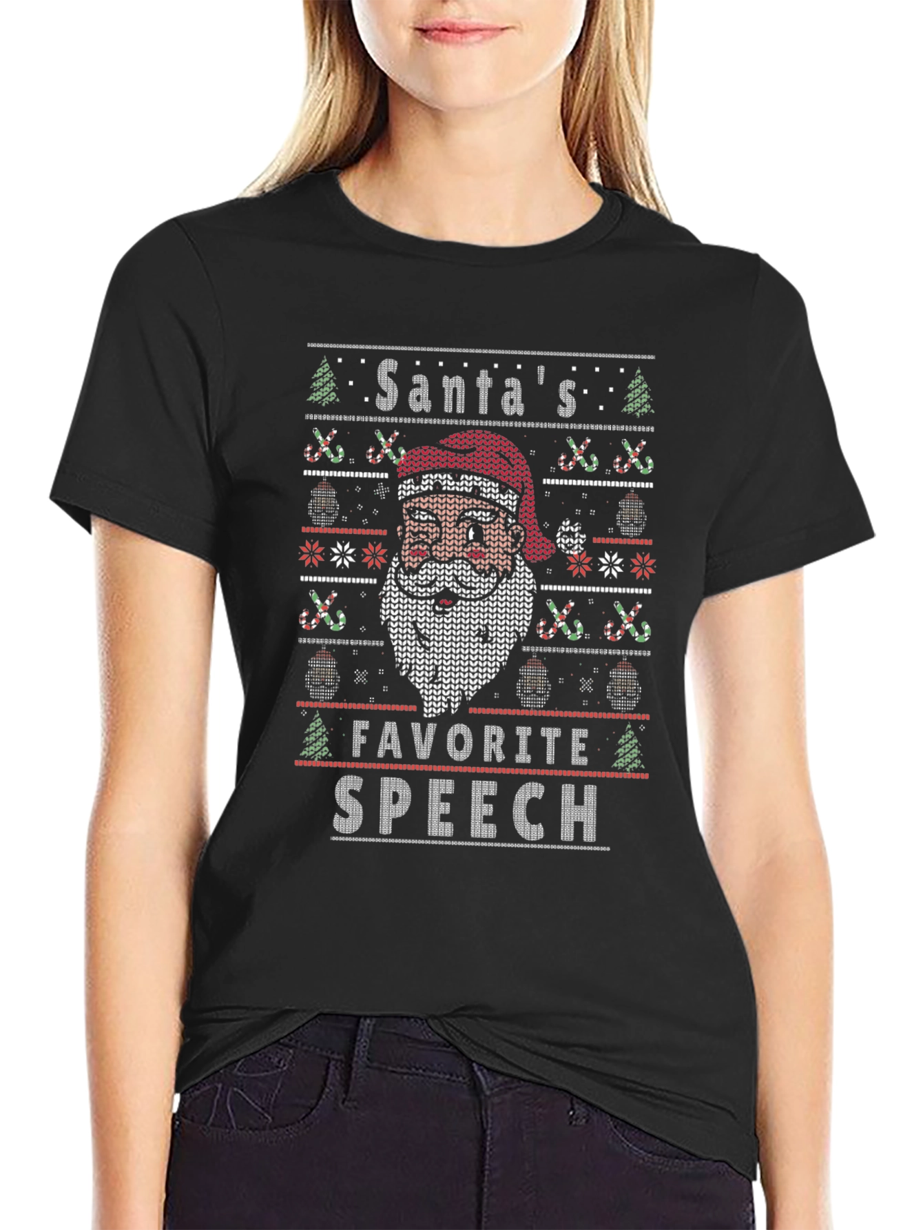 Santas Favorite Speech Black T-Shirt
