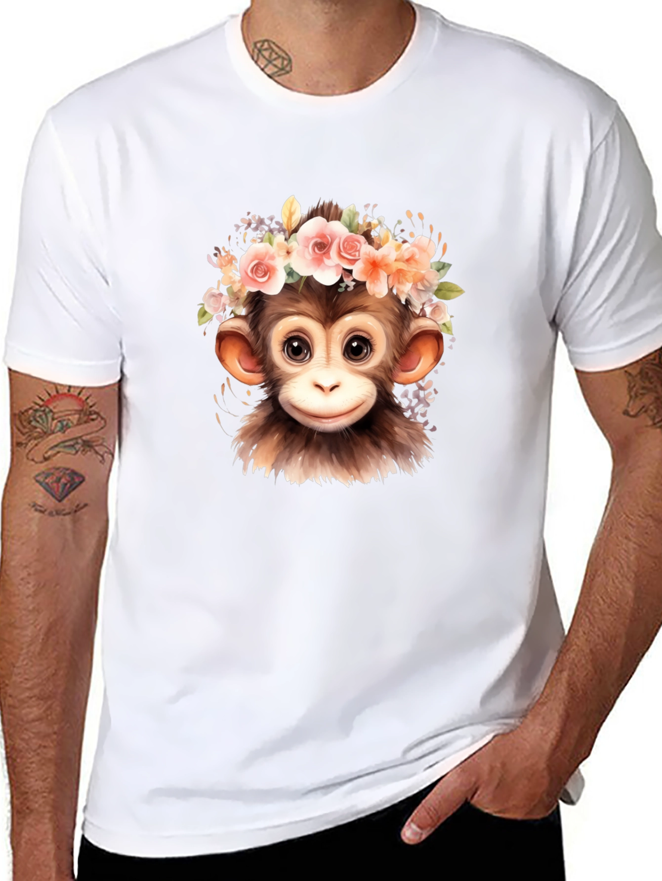 Monkey with Flower Crown T-Shirt