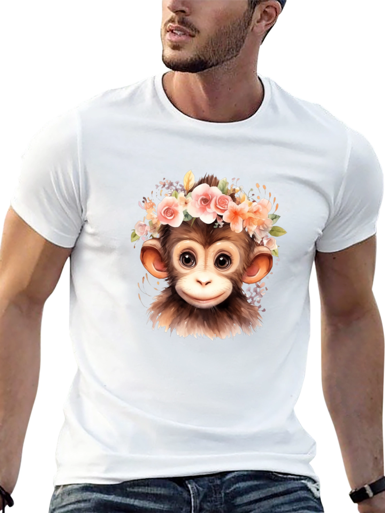 Monkey with Flower Crown T-Shirt